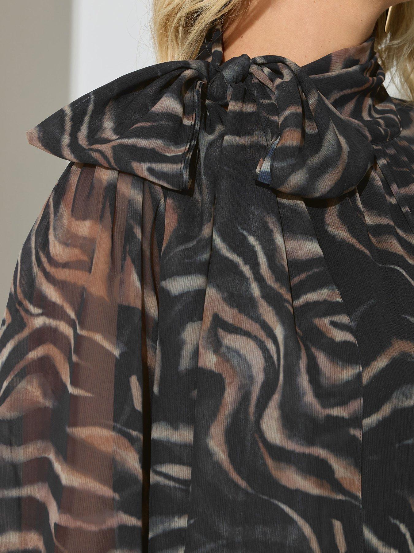 Image 4 of 4 of Yours Curve Dramatic Side Bow Blouse - Brown