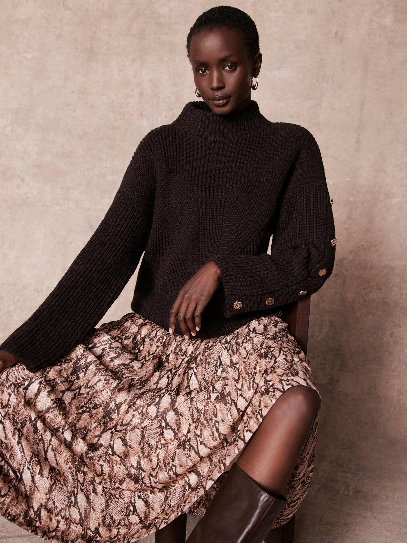 mint-velvet-snake-pintuck-midi-skirt-brownstillFront