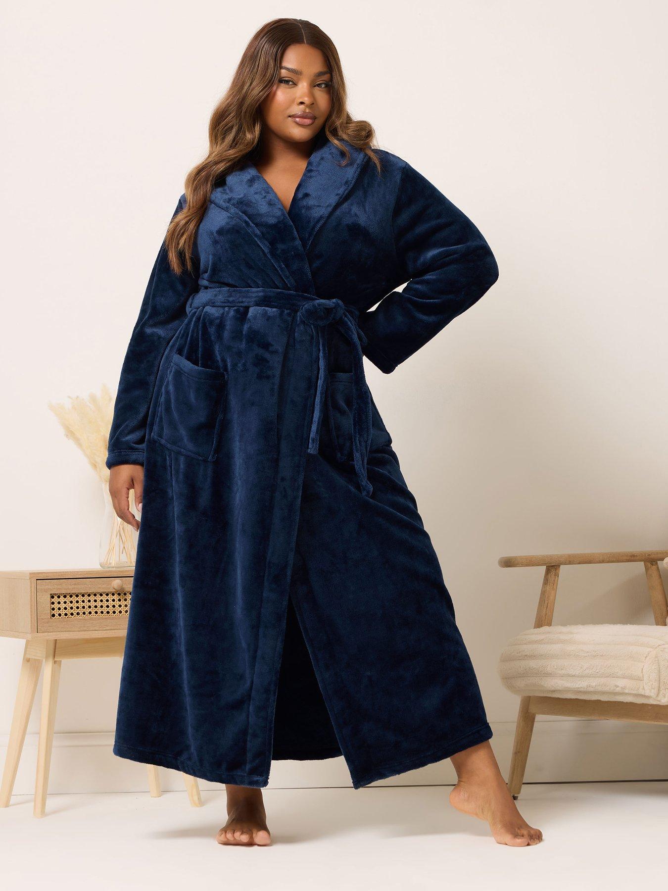 Yours Curve Super Luxe Shawl Maxi Robe - Blue