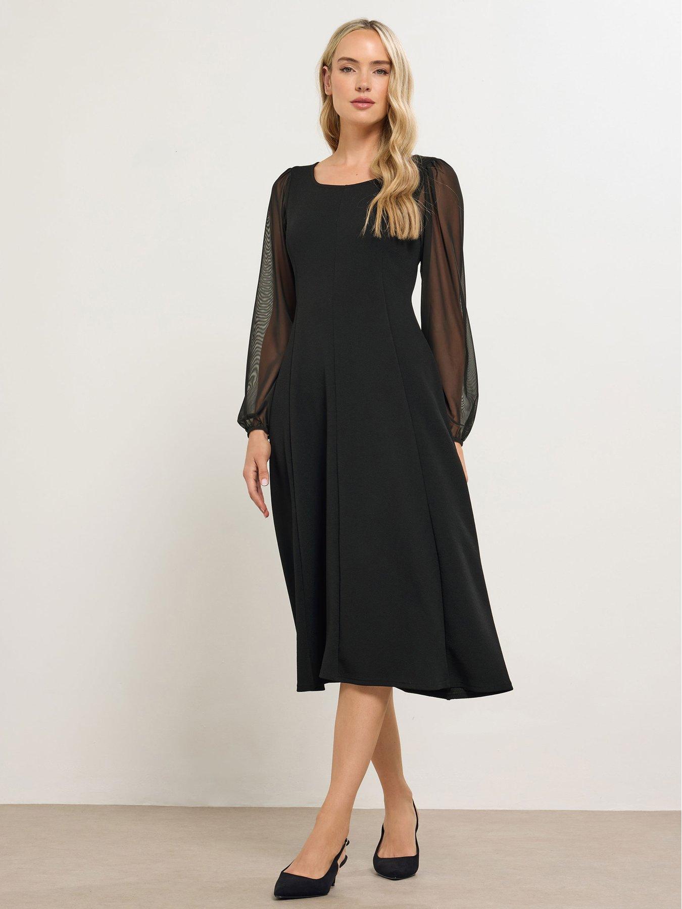 long-tall-sally-mesh-sleeve-corset-midi-dress-blackfront