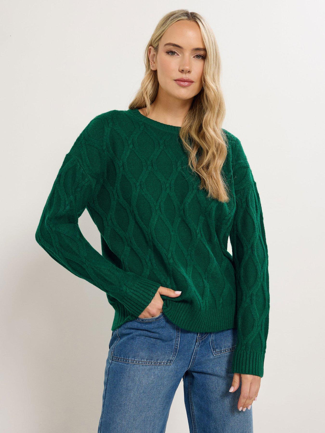 Long Tall Sally Cable Knit Jumper - Green