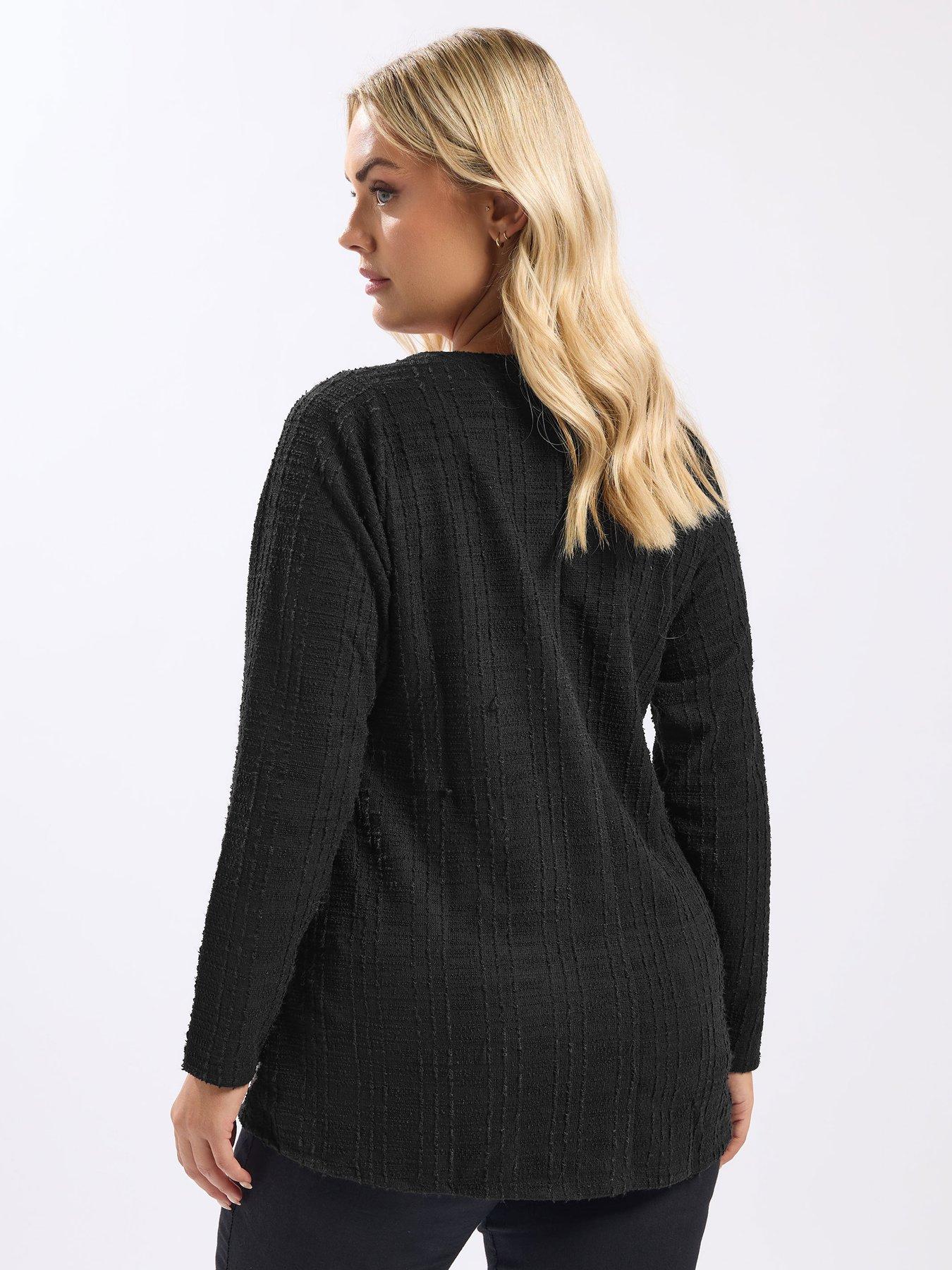 Image 2 of 4 of Yours Curve Boucle Button Front Cover Up - Black