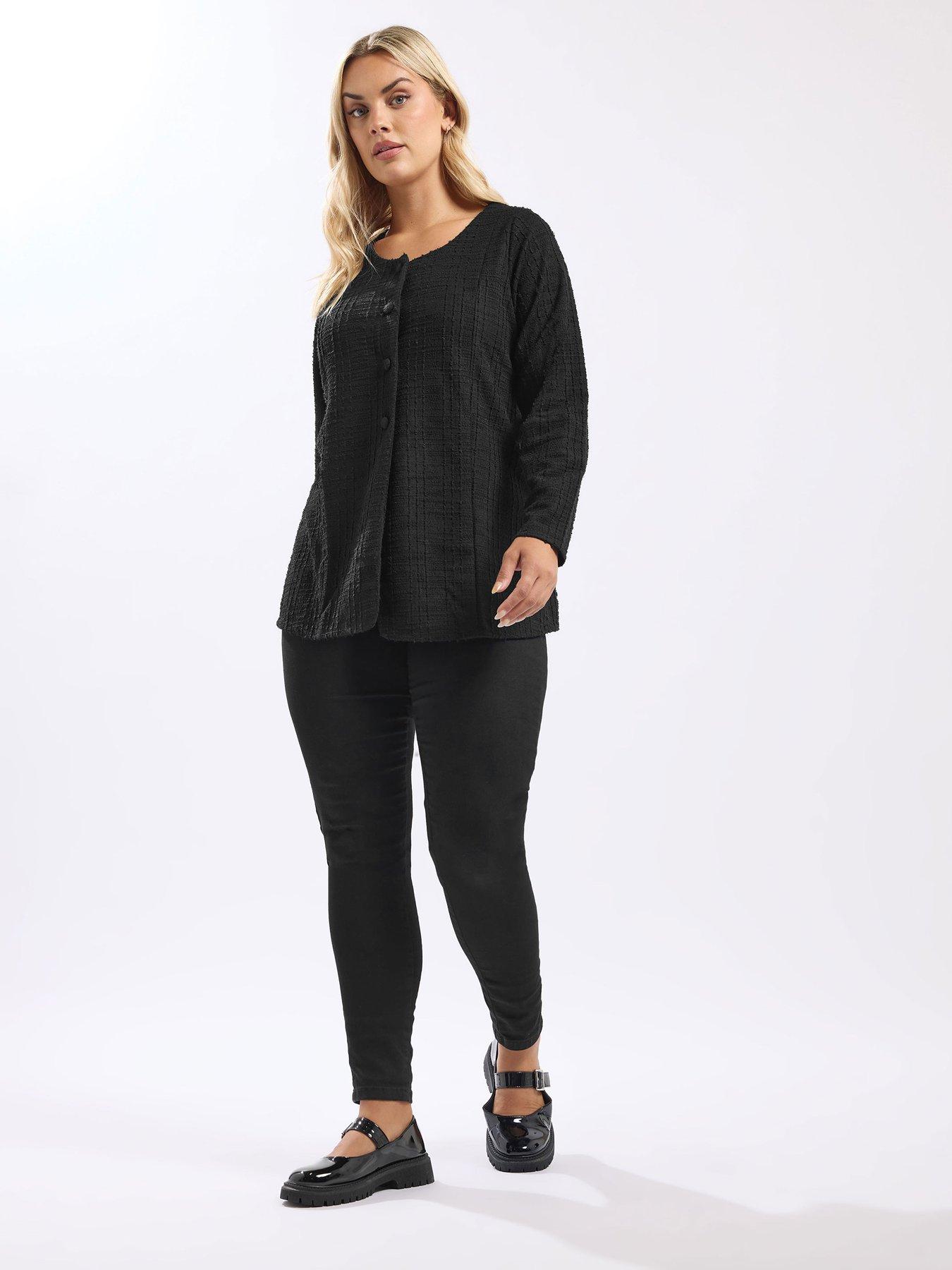 Image 3 of 4 of Yours Curve Boucle Button Front Cover Up - Black