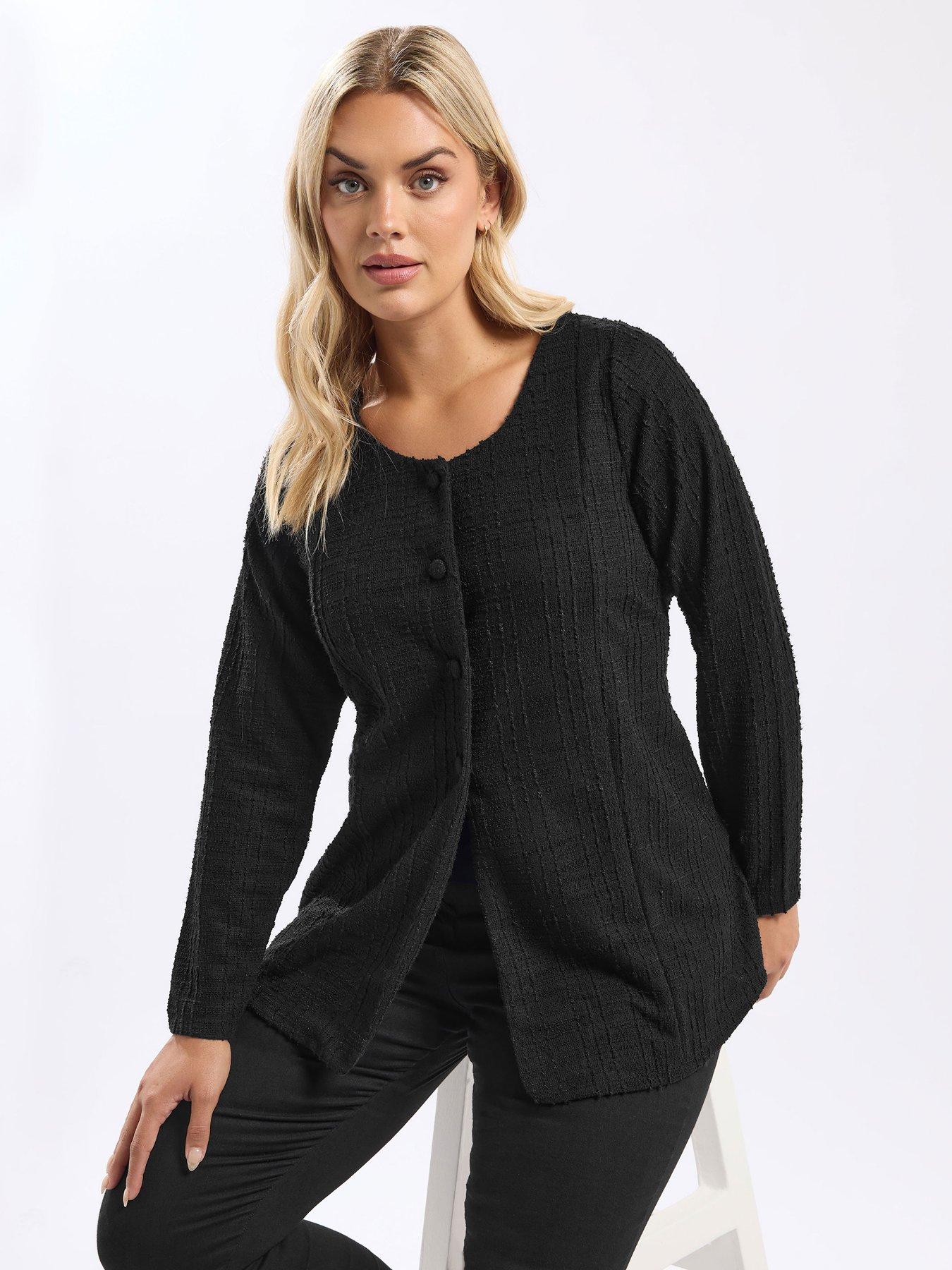 Image 4 of 4 of Yours Curve Boucle Button Front Cover Up - Black