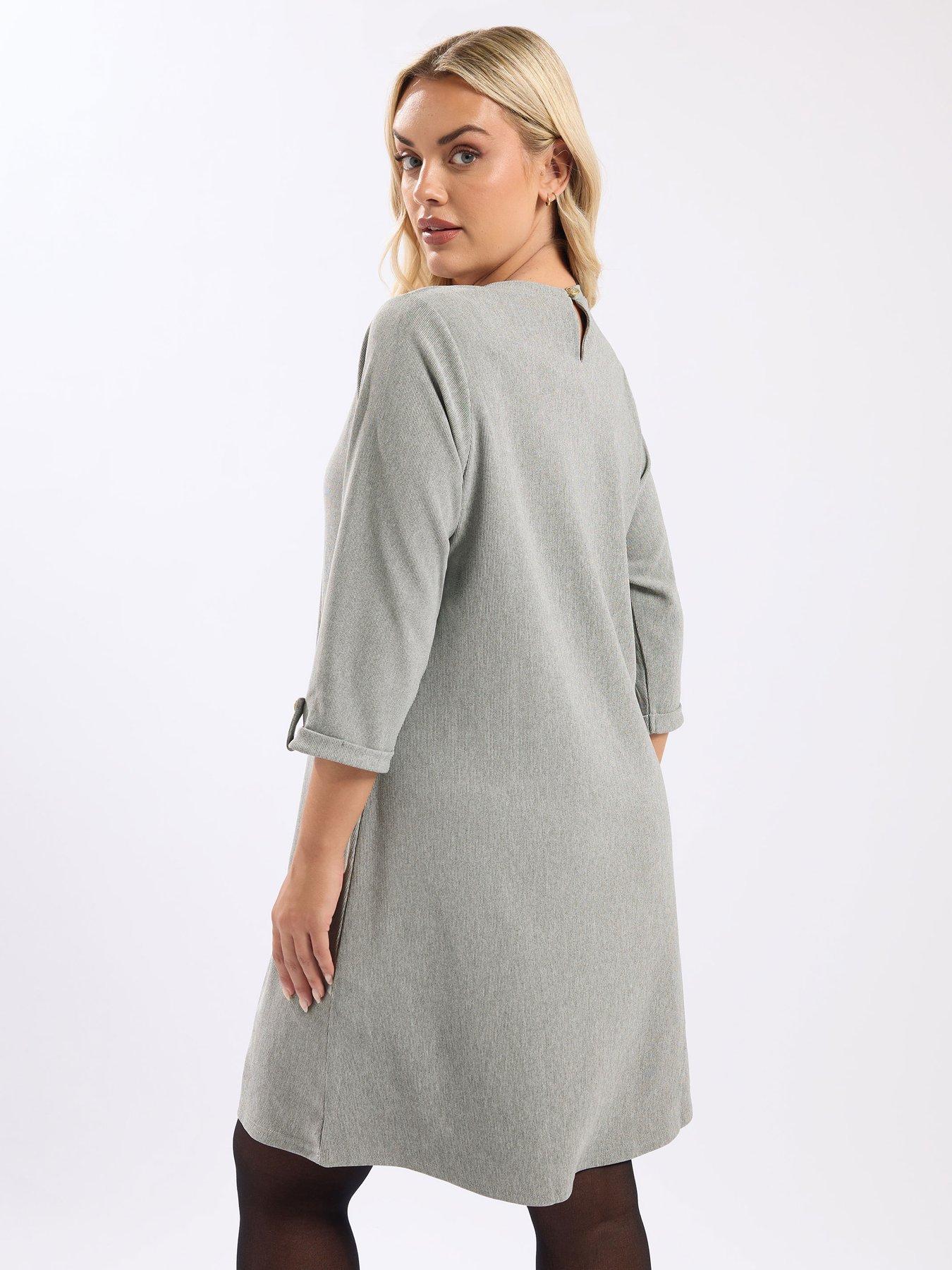 Image 2 of 4 of Yours Curve Ponte Rib Formal Shift Dress - Grey