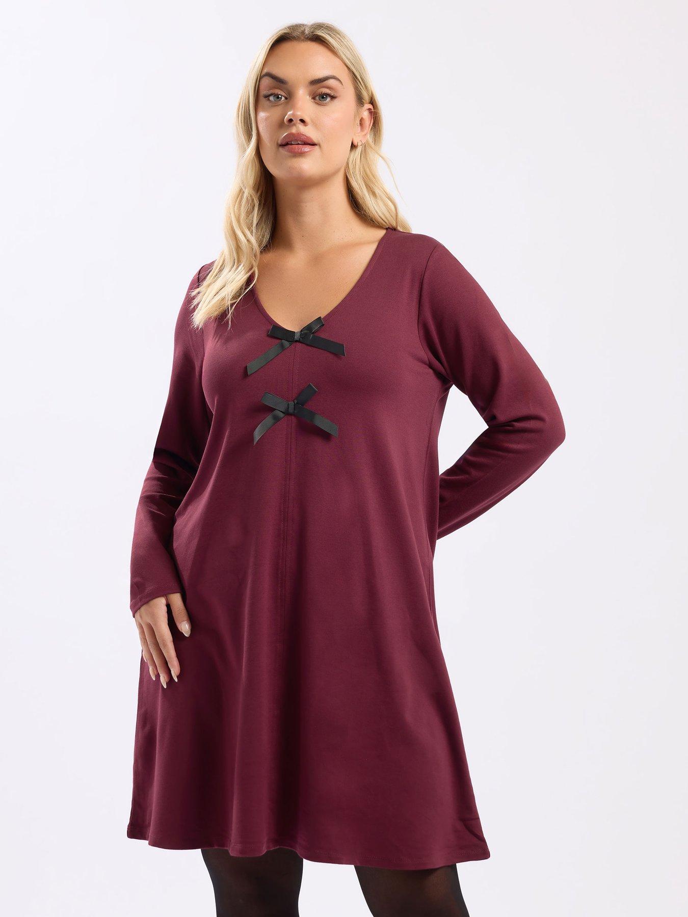 Yours Curve Ponte Bow A Line Dress - Red