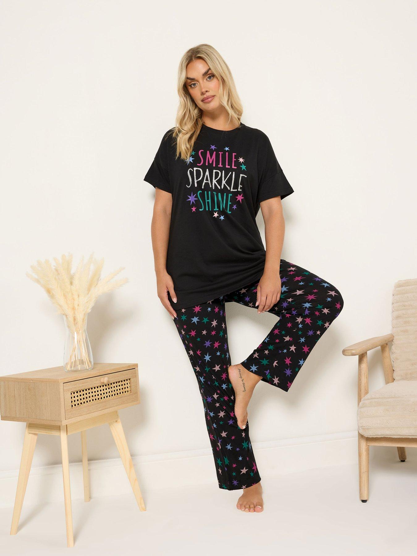 yours-curve-sparkle-shine-wide-leg-pyjama-set-blackback