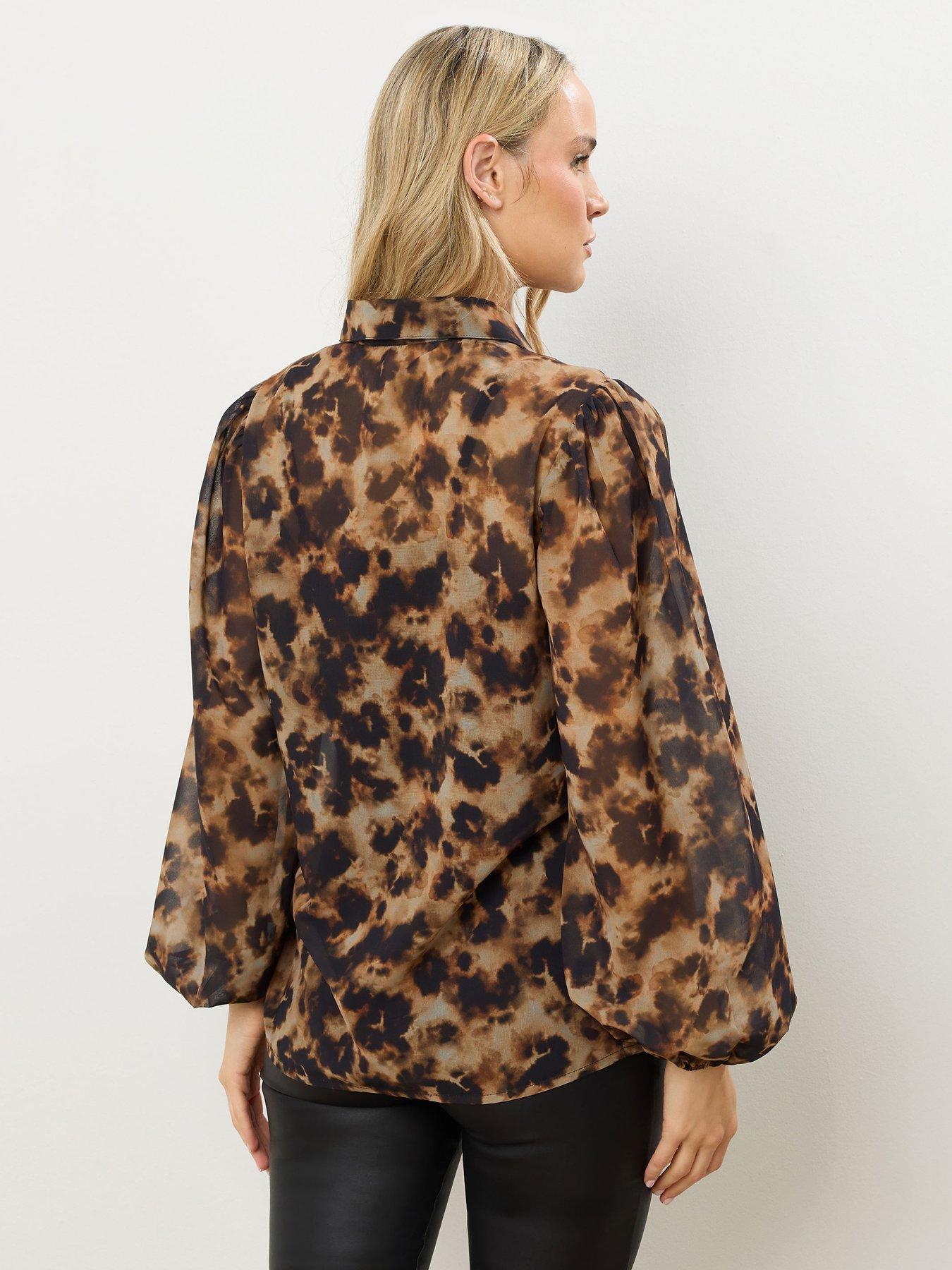 Image 2 of 4 of Long Tall Sally Tortoise Shell Pintuck Blouse - Natural