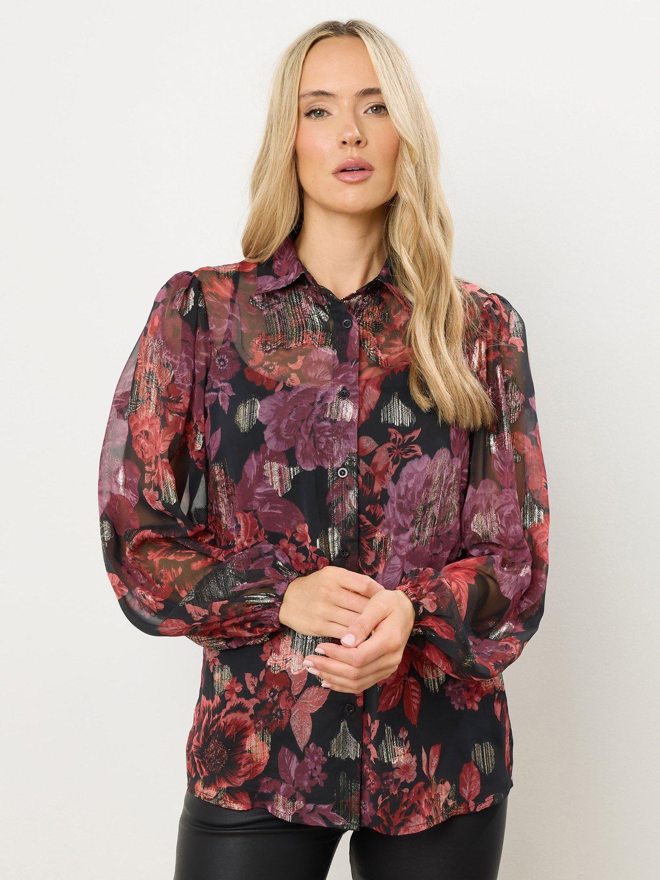 Long Tall Sally Jacquard Balloon Sleeve Top - Black