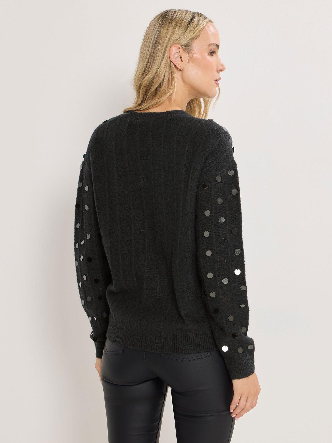 Image 2 of 4 of Long Tall Sally Disco Sequin Jumper - Black