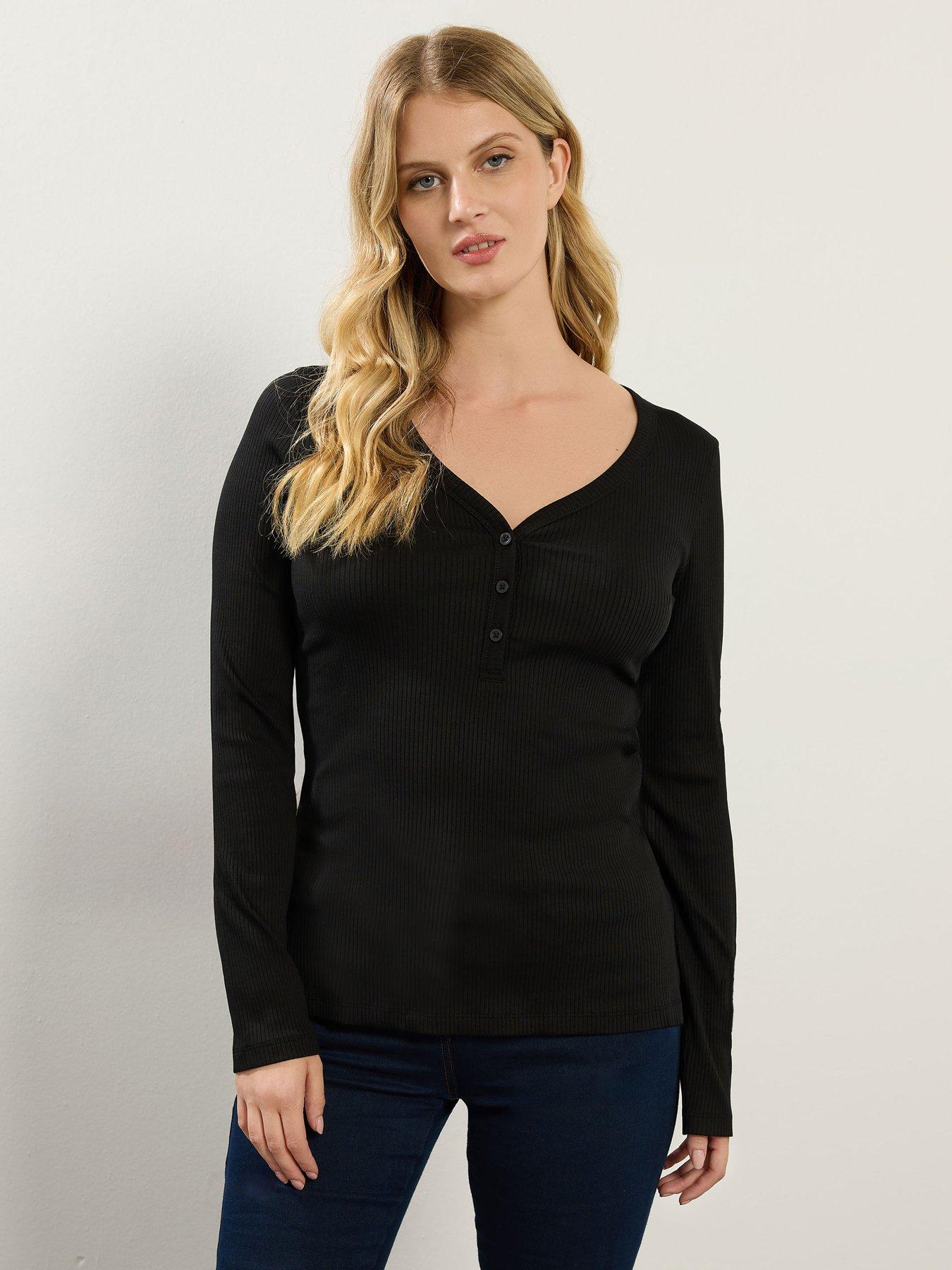 long-tall-sally-sleeve-rib-henley-top-black
