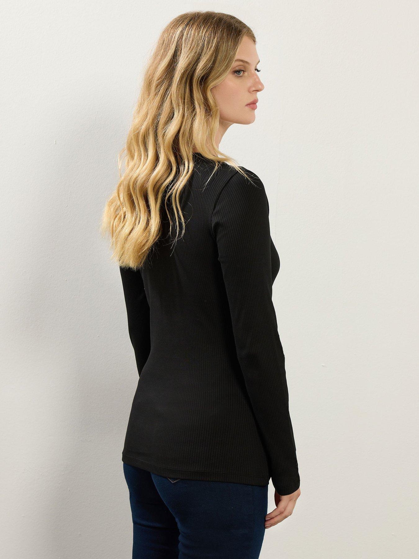 long-tall-sally-sleeve-rib-henley-top-blackstillFront