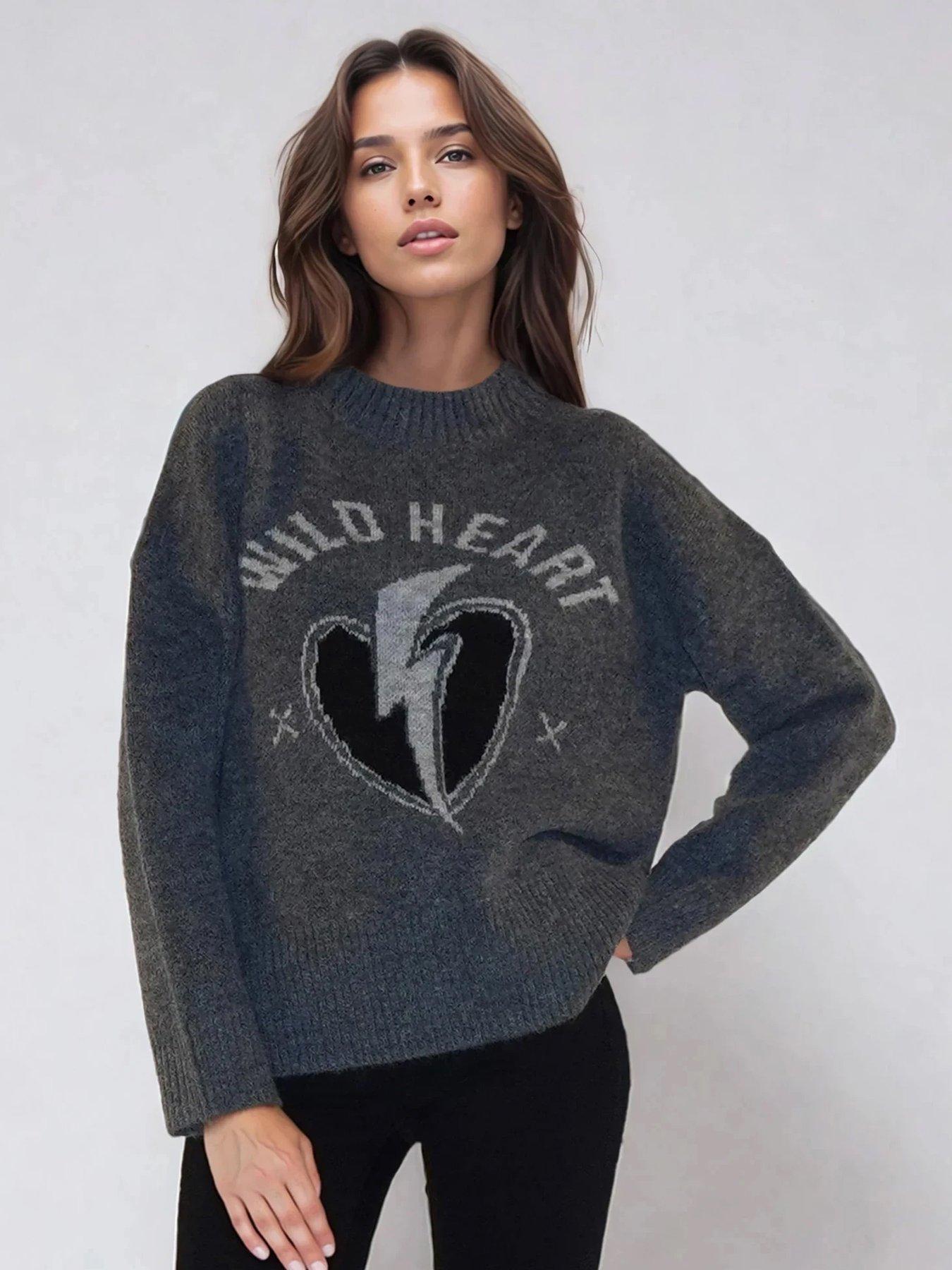 Religion Wild Heart Crew Neck Jumper - Grey