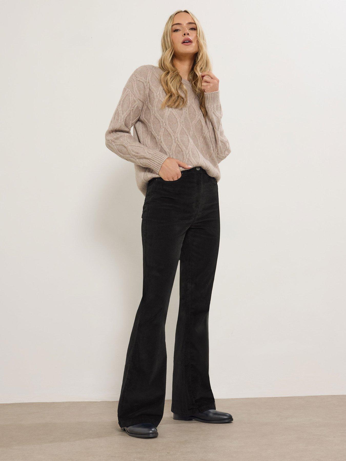 Image 3 of 4 of Long Tall Sally Kick Flare Cord Trouser 36" - Black