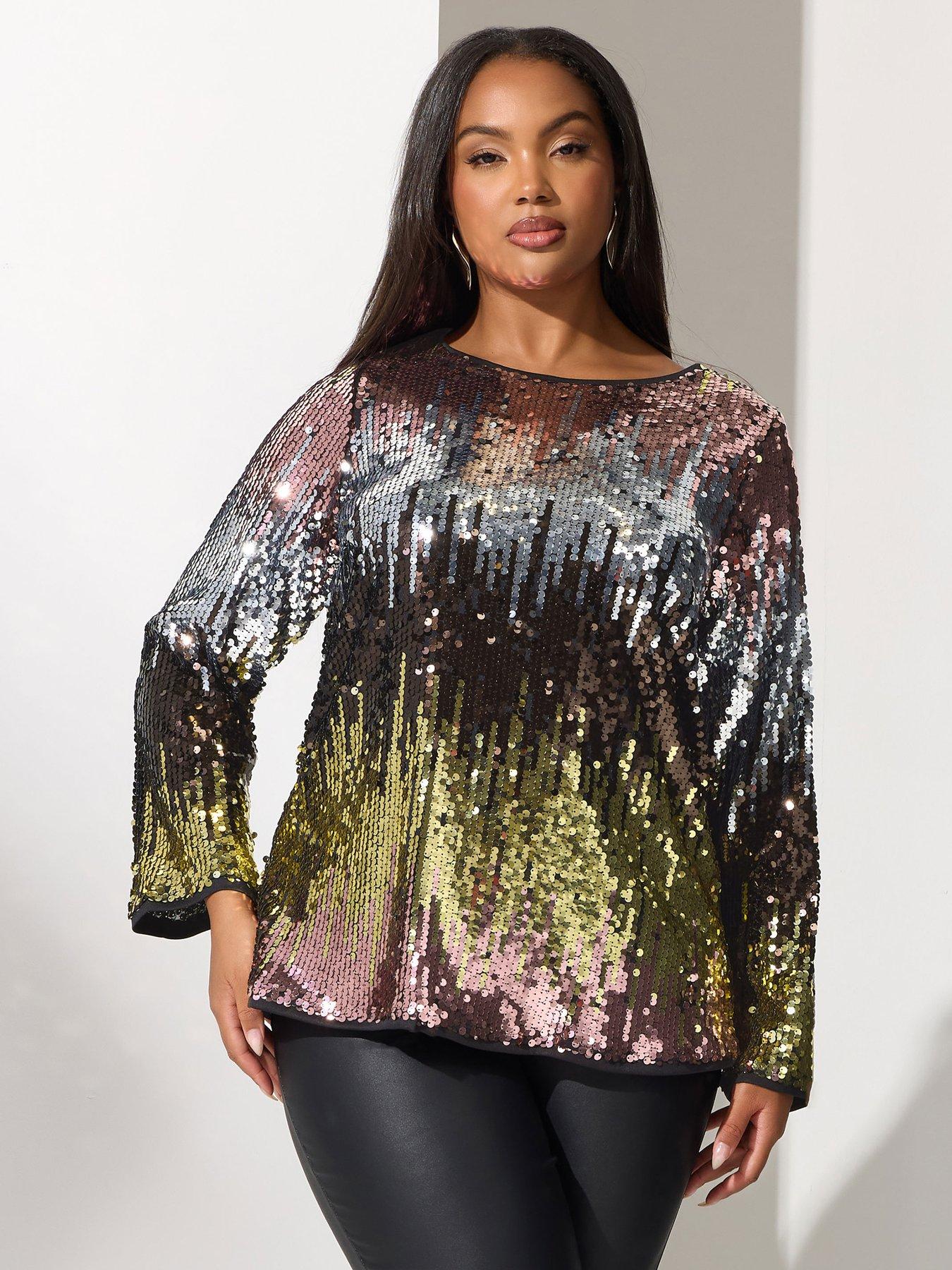 yours-curve-multi-bow-back-sequin-ombre-top-pink