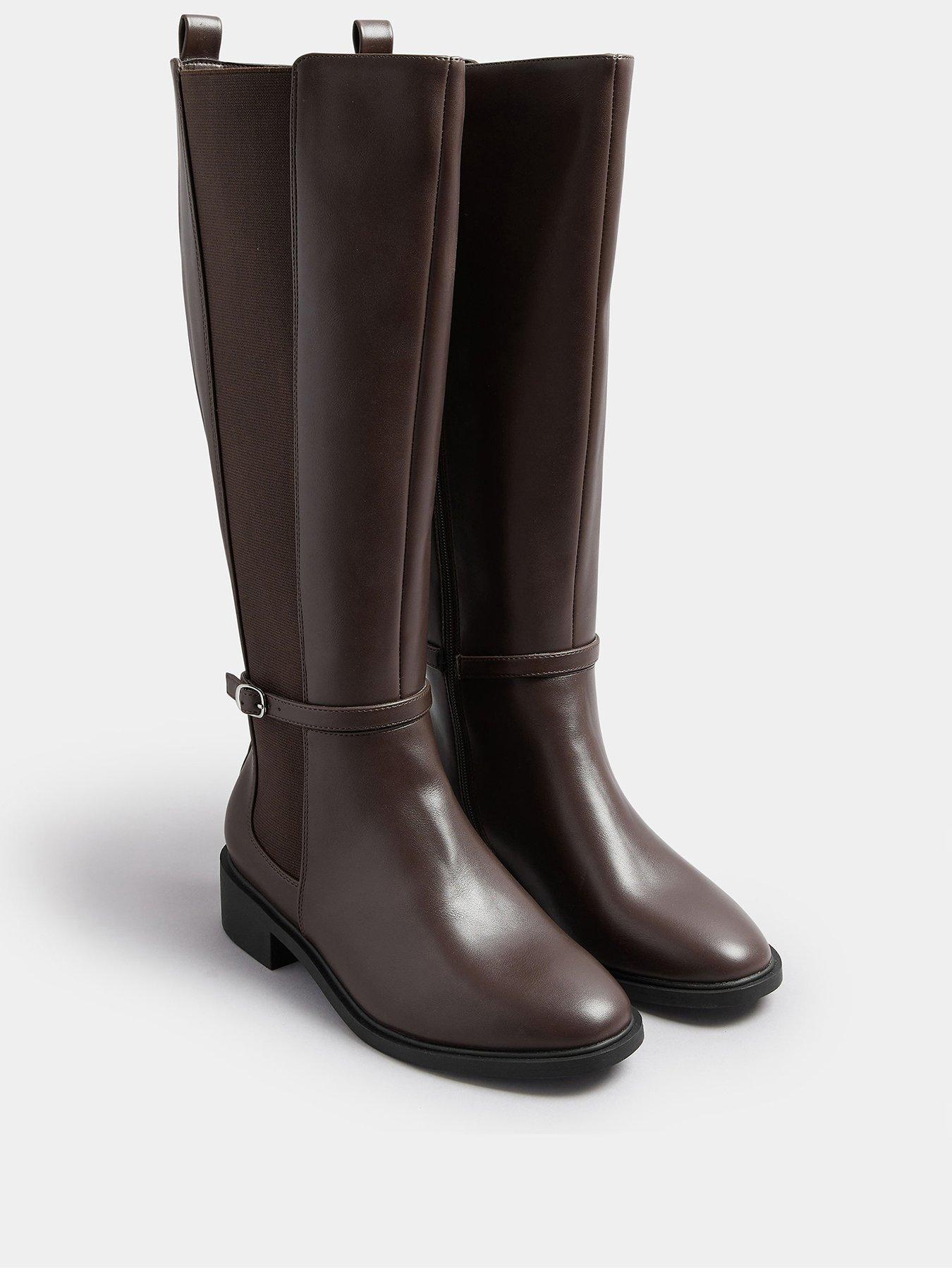 Image 2 of 4 of Yours Extra Wide Fit Elastic Riding Boot - Brown