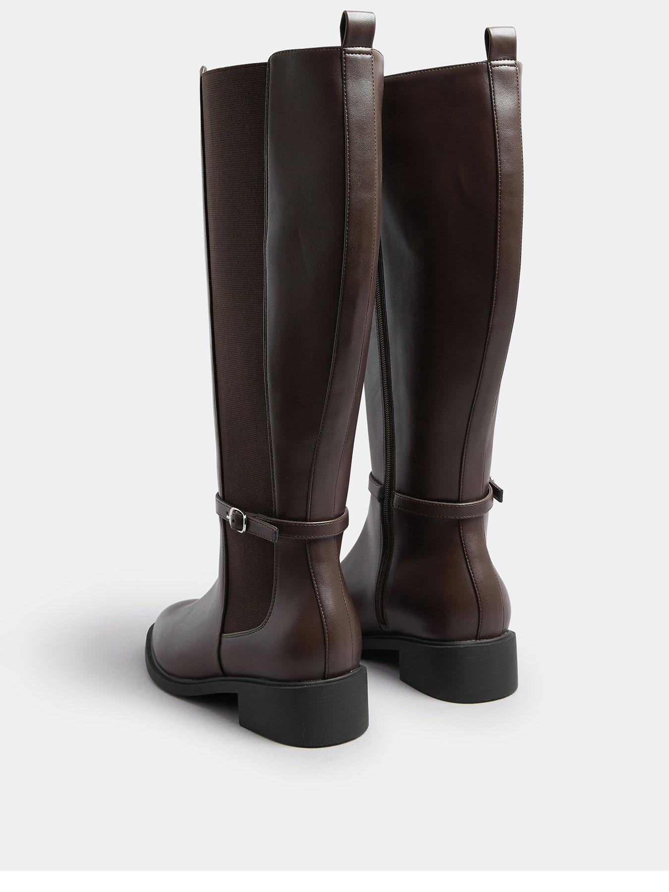 Image 3 of 4 of Yours Extra Wide Fit Elastic Riding Boot - Brown