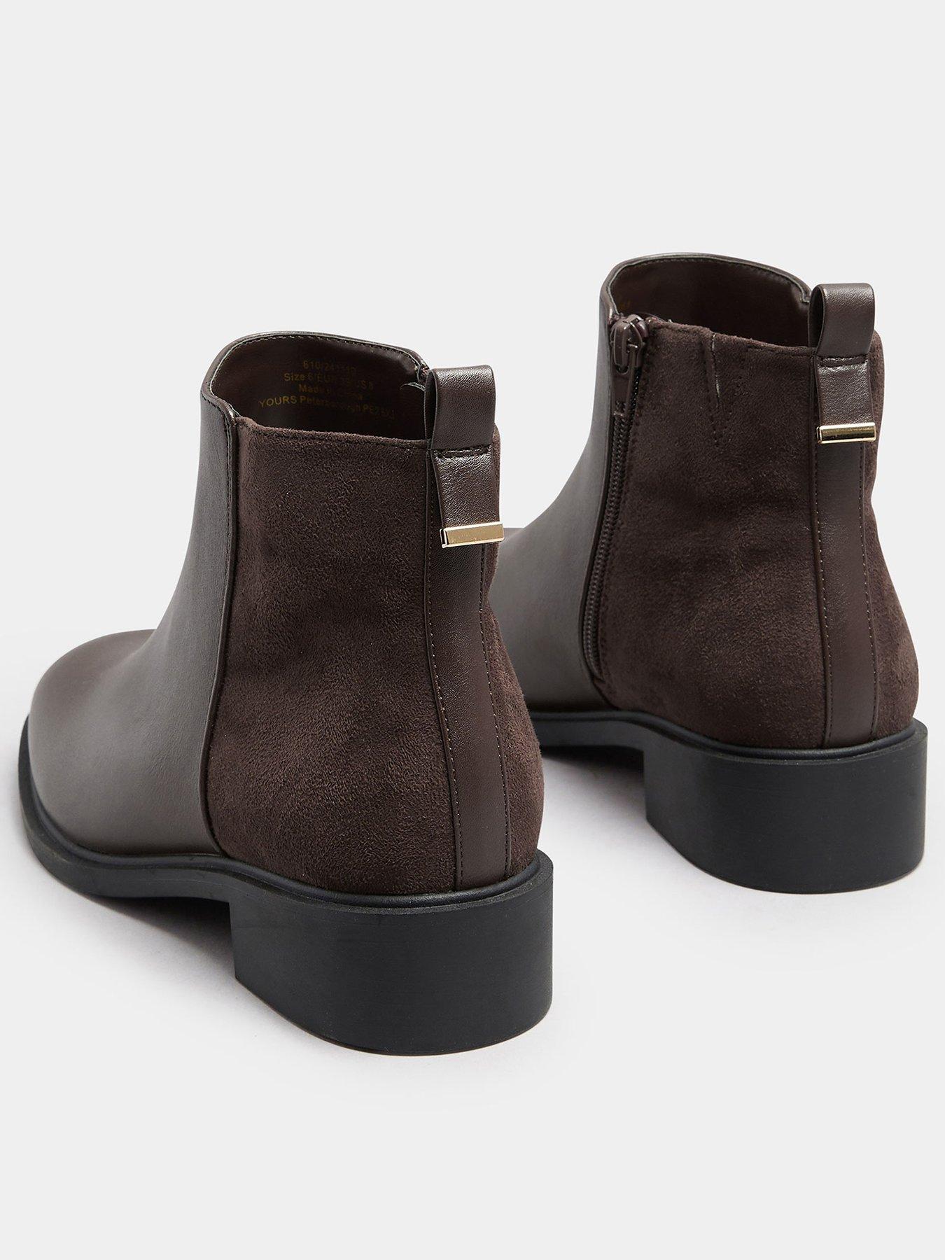 yours-extra-wide-fit-metal-trim-ankle-boot-brownback