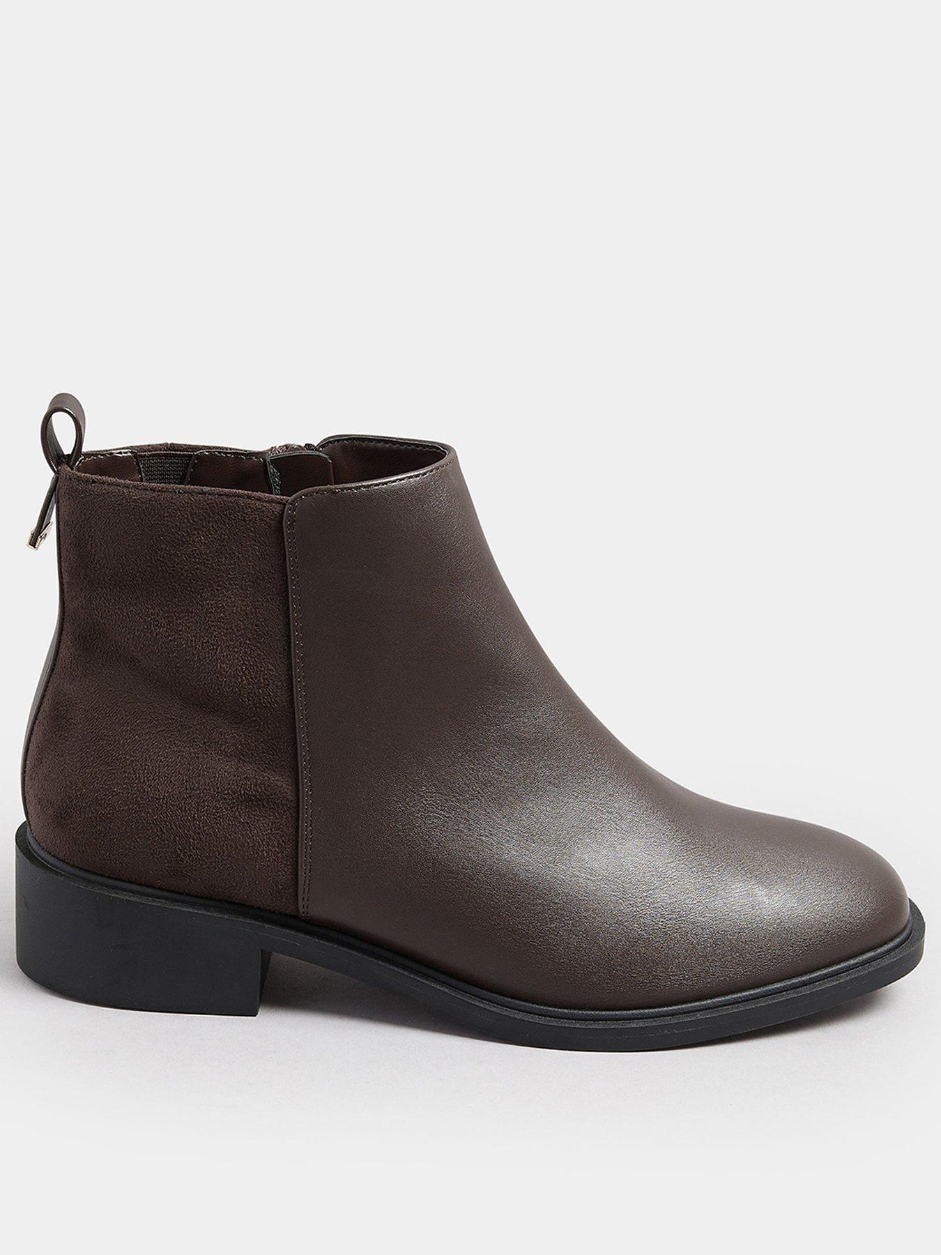 Yours Wide Fit Metal Trim Ankle Boot - Brown