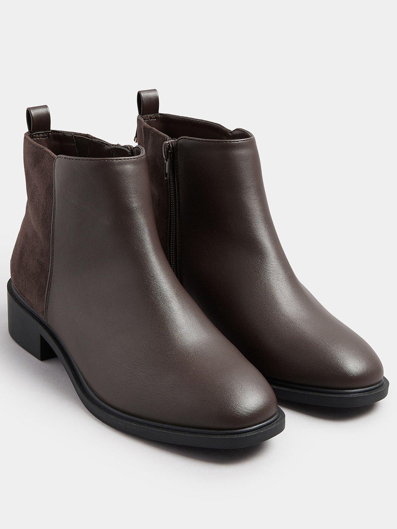 yours-wide-fit-metal-trim-ankle-boot-brownstillFront