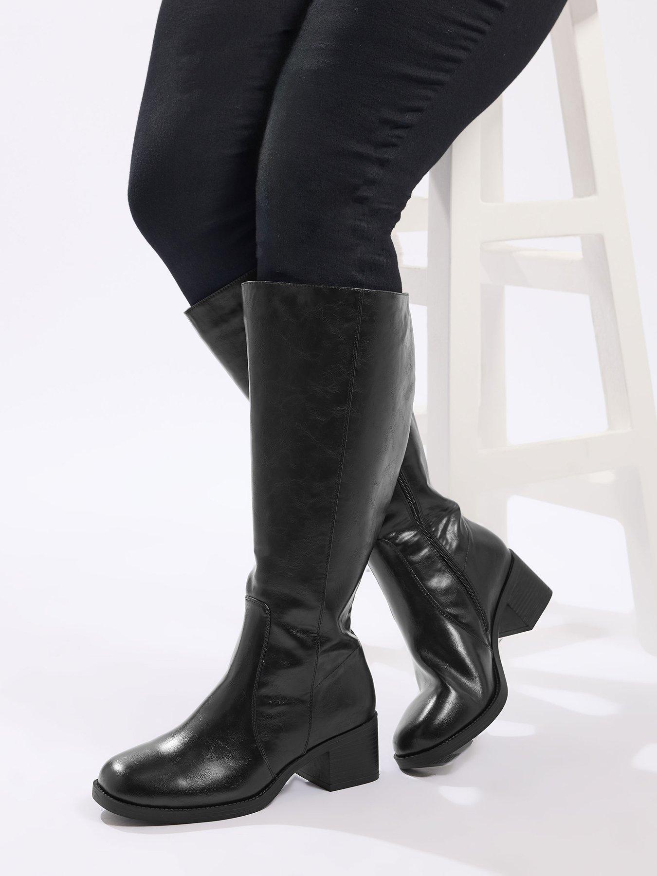 Image 4 of 4 of Yours Extra Wide Fit Square Toe Knee High Boot - Black