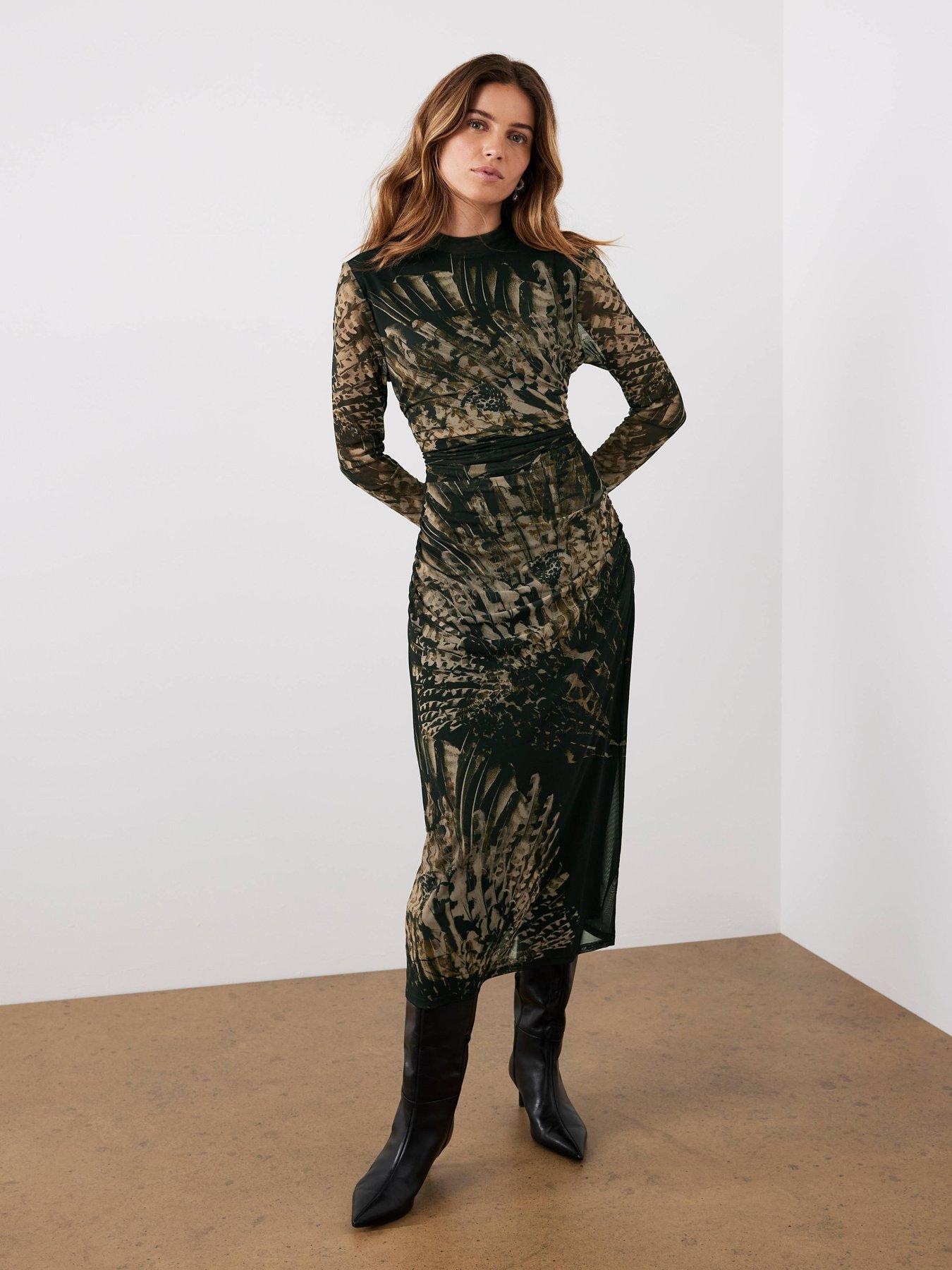mint-velvet-abstract-print-mesh-midi-dress-goldstillFront