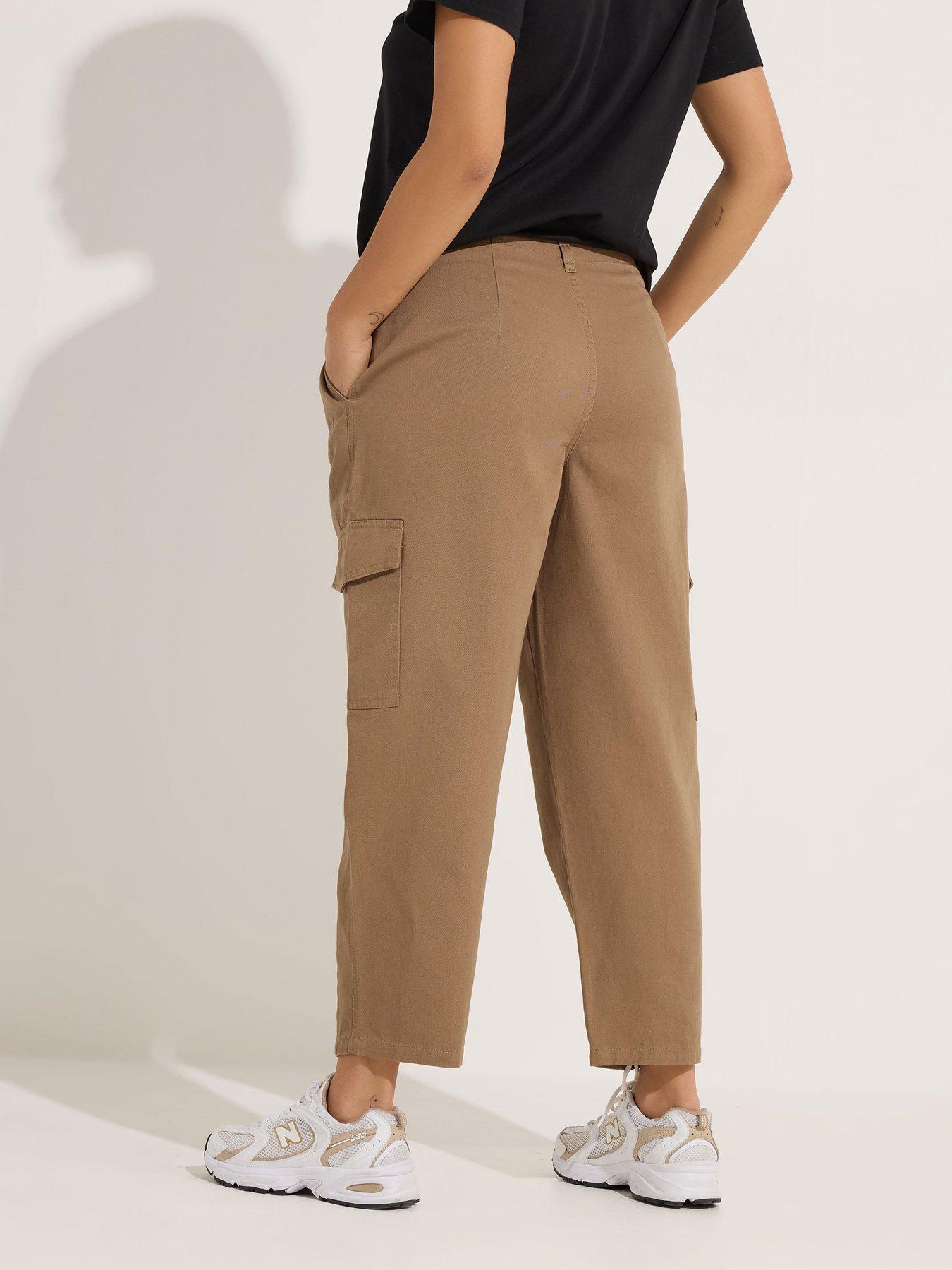 pixiegirl-petite-barrel-leg-cargo-trouser-brownstillFront