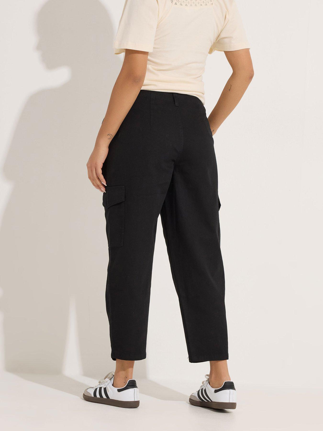 pixiegirl-petite-barrel-leg-cargo-trouser-blackstillFront