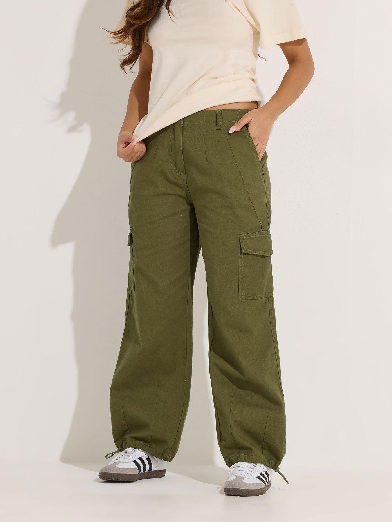 pixiegirl-petite-cuffed-cargo-trouser-greenfront