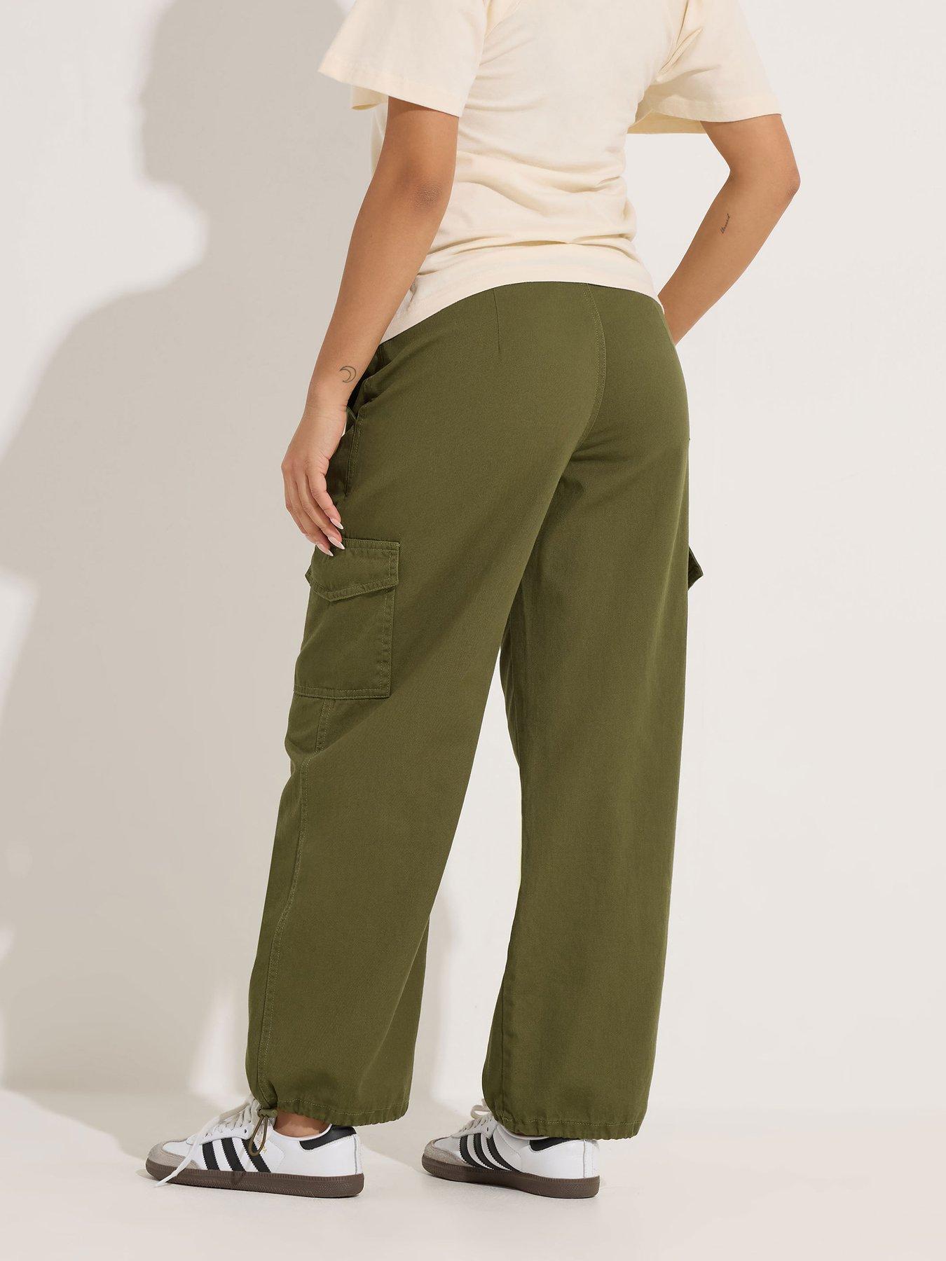 pixiegirl-petite-cuffed-cargo-trouser-greenstillFront