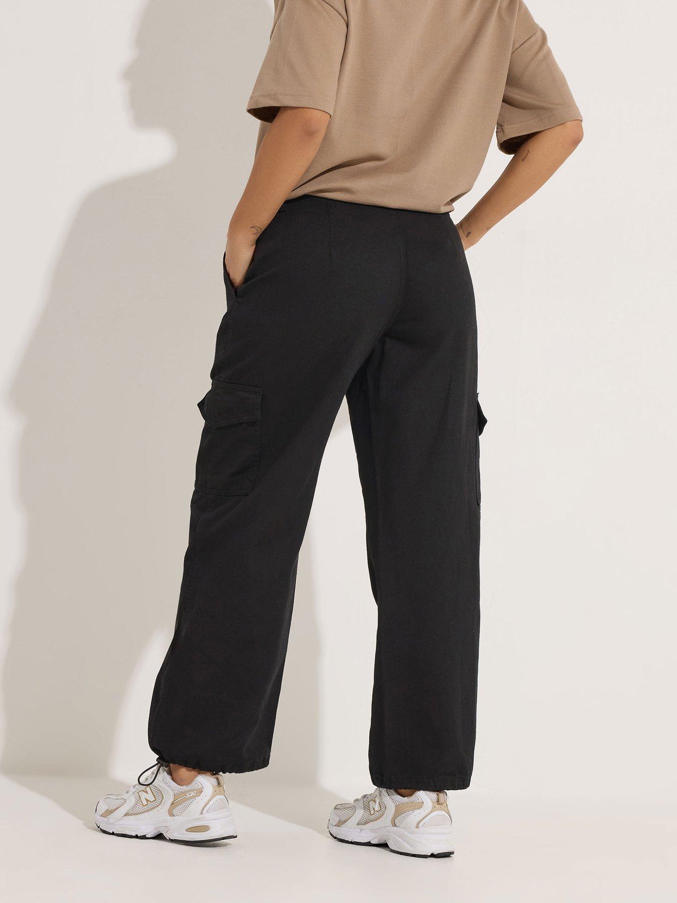 pixiegirl-petite-cuffed-cargo-trouser-blackstillFront