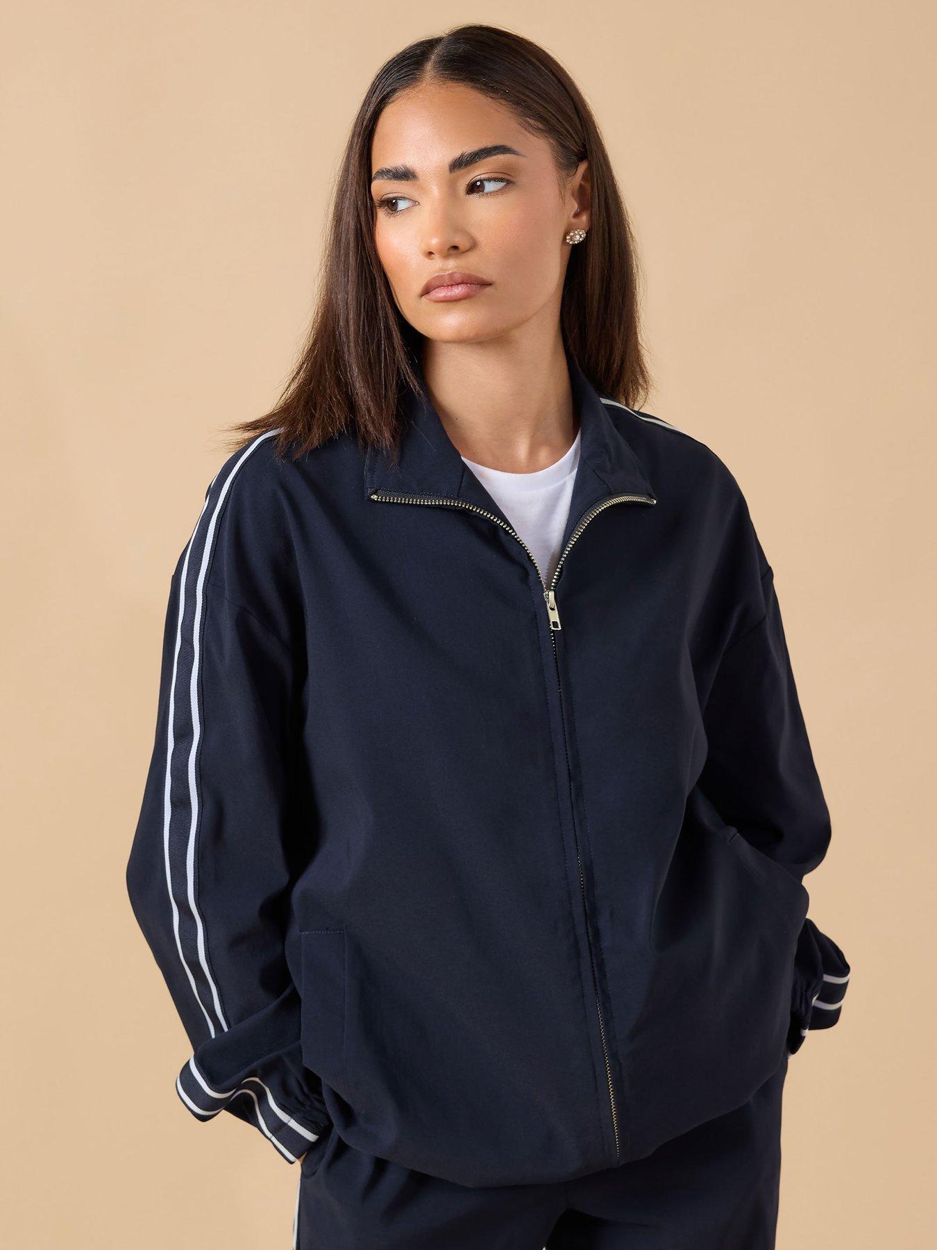 Image 1 of 4 of PixieGirl Petite Side Stripe Zip Thru Jacket - Blue