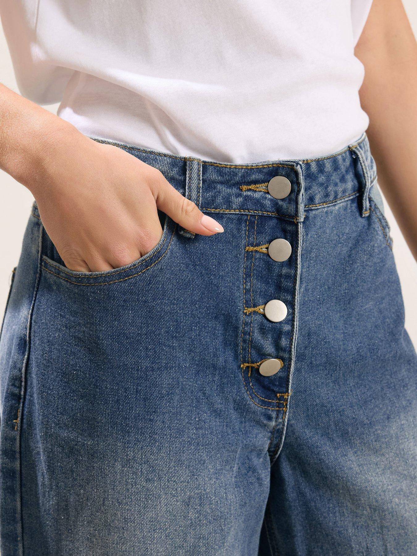 Image 4 of 4 of PixieGirl Petite Button Front Wide Leg Jean