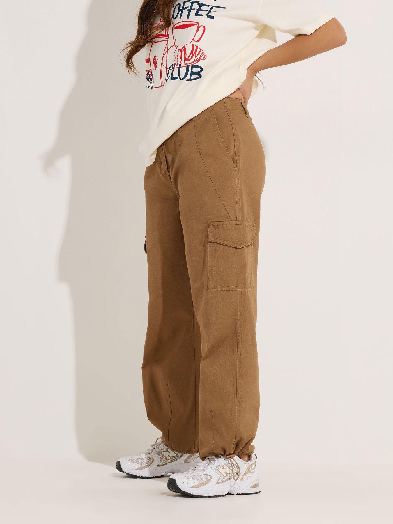 PixieGirl Petite Cuffed Cargo Trouser - Brown