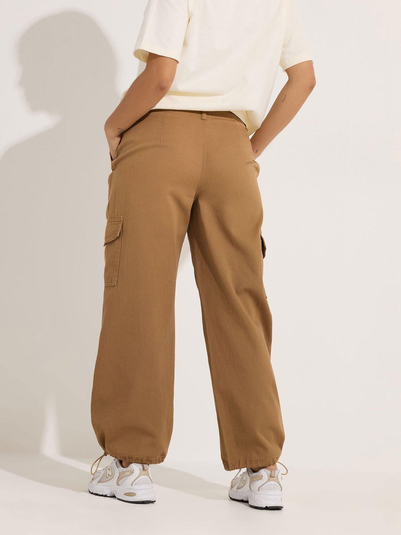 pixiegirl-petite-cuffed-cargo-trouser-brownstillFront