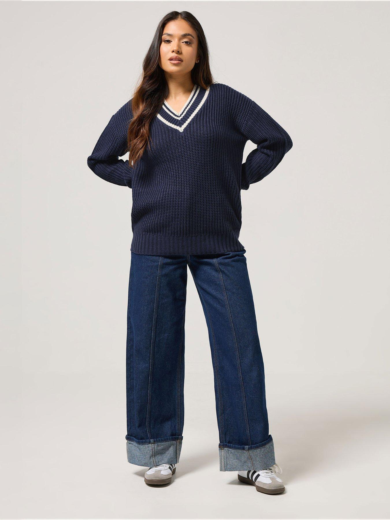 pixiegirl-petite-v-neck-varsity-jumper-blueback