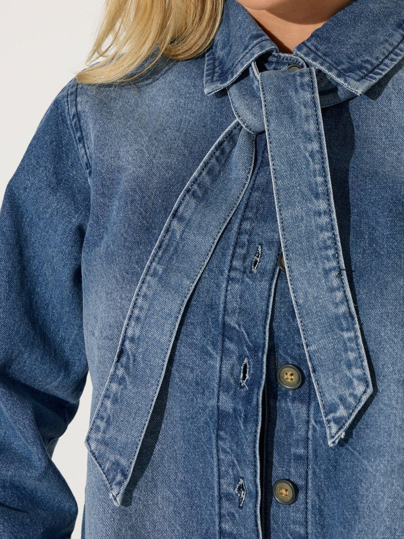 pixiegirl-petite-tie-neck-blouse-blueoutfit