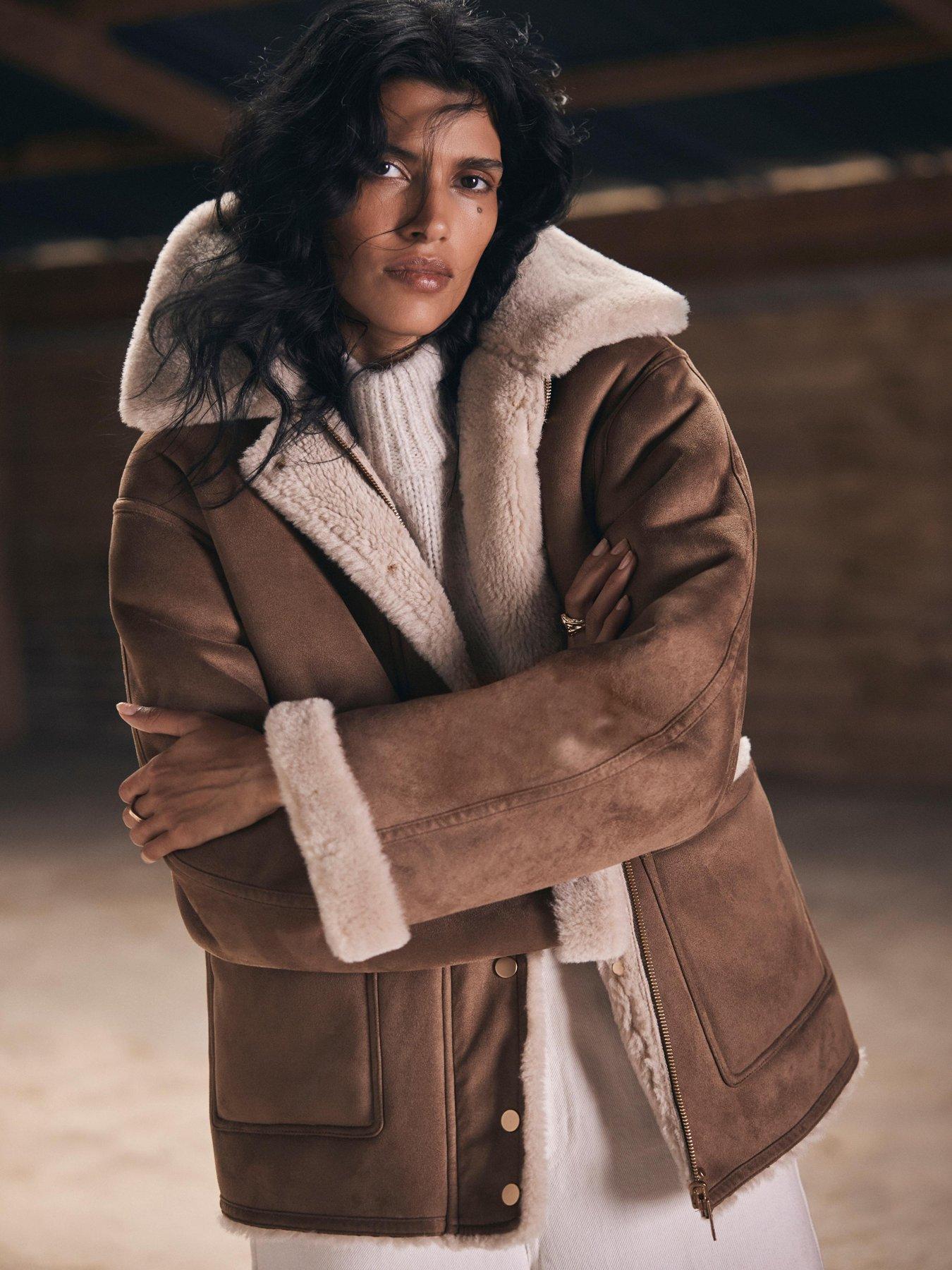 Image 2 of 6 of Mint Velvet Tan Reversible Aviator Jacket - Brown