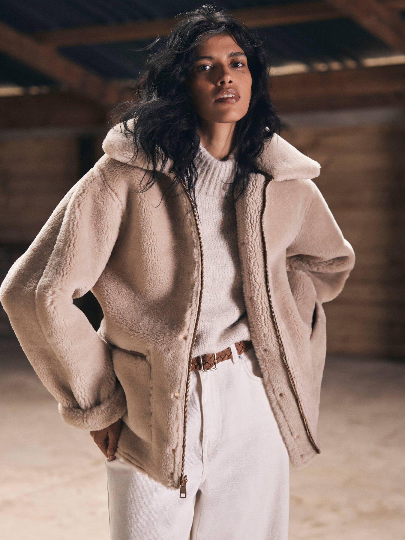 Image 3 of 6 of Mint Velvet Tan Reversible Aviator Jacket - Brown