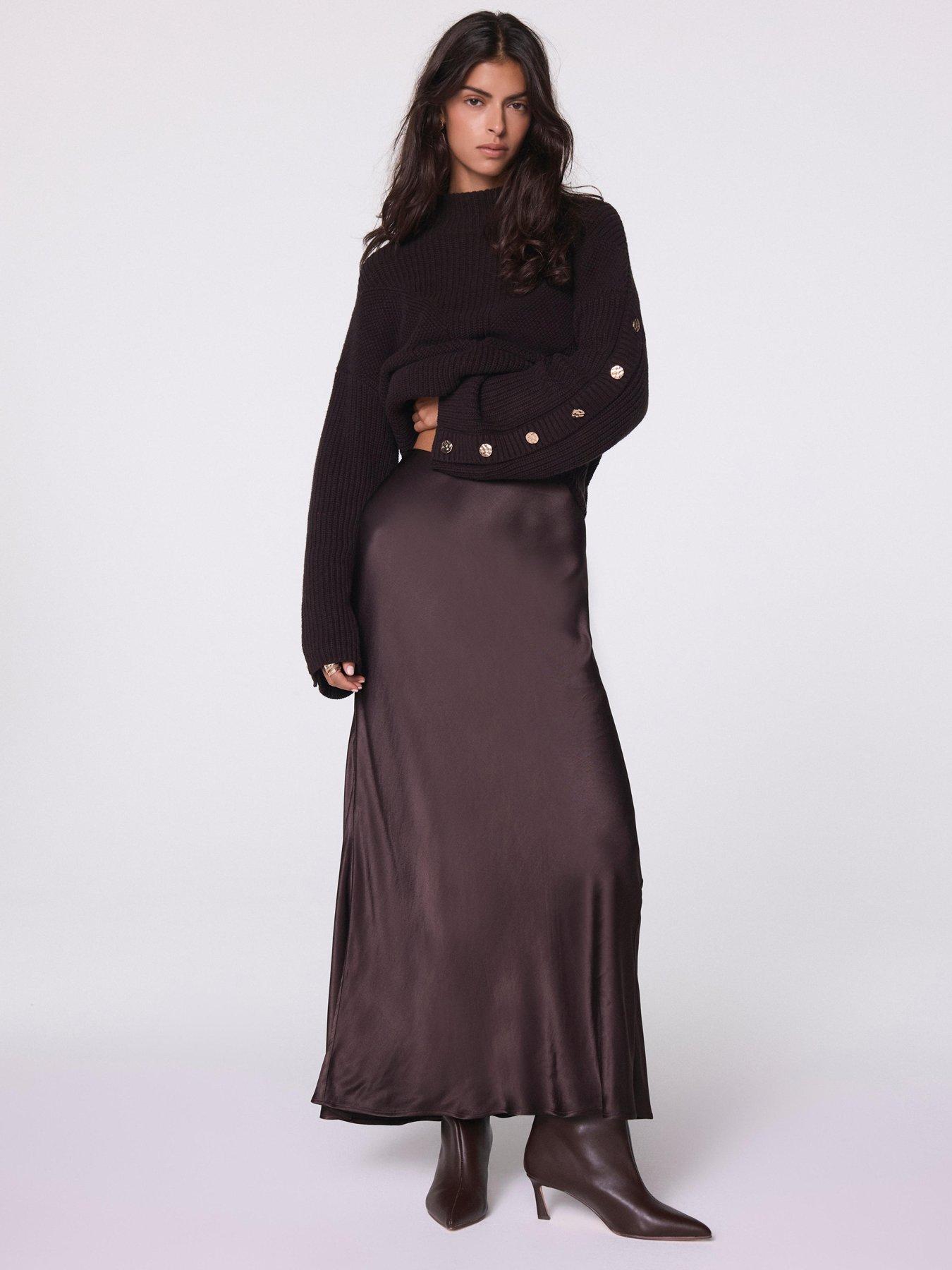 Mint Velvet Button Detail Jumper - Brown