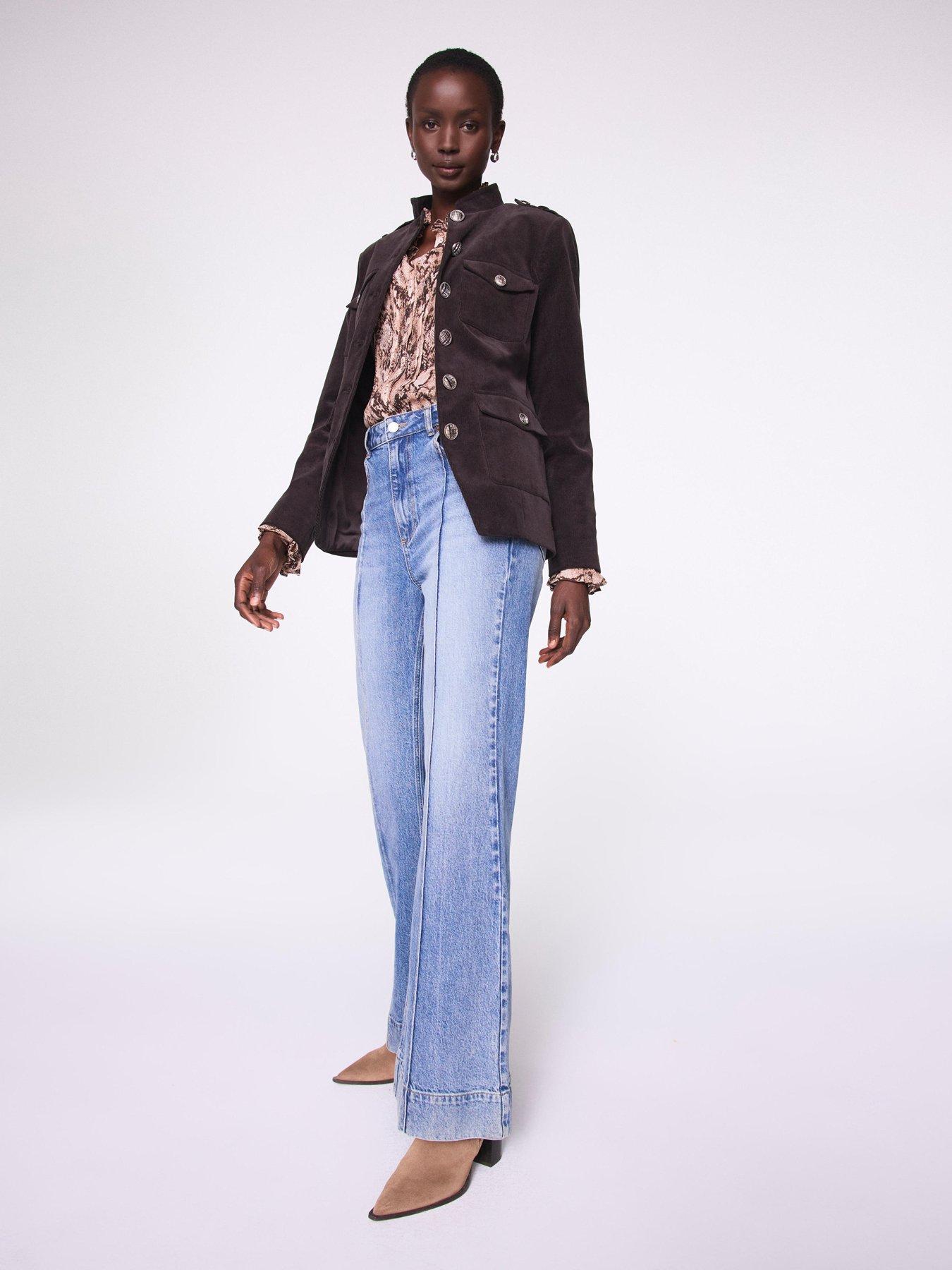 Image 2 of 6 of Mint Velvet Chocolate Cord Military Jacket - Brown