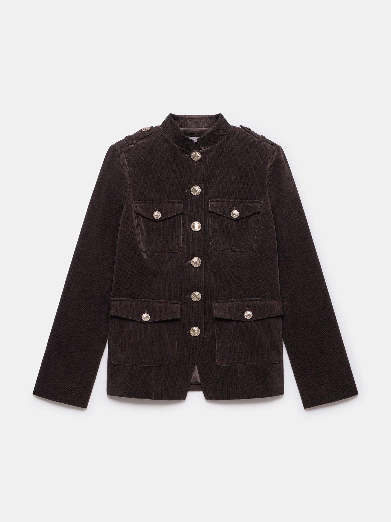 Image 5 of 6 of Mint Velvet Chocolate Cord Military Jacket - Brown