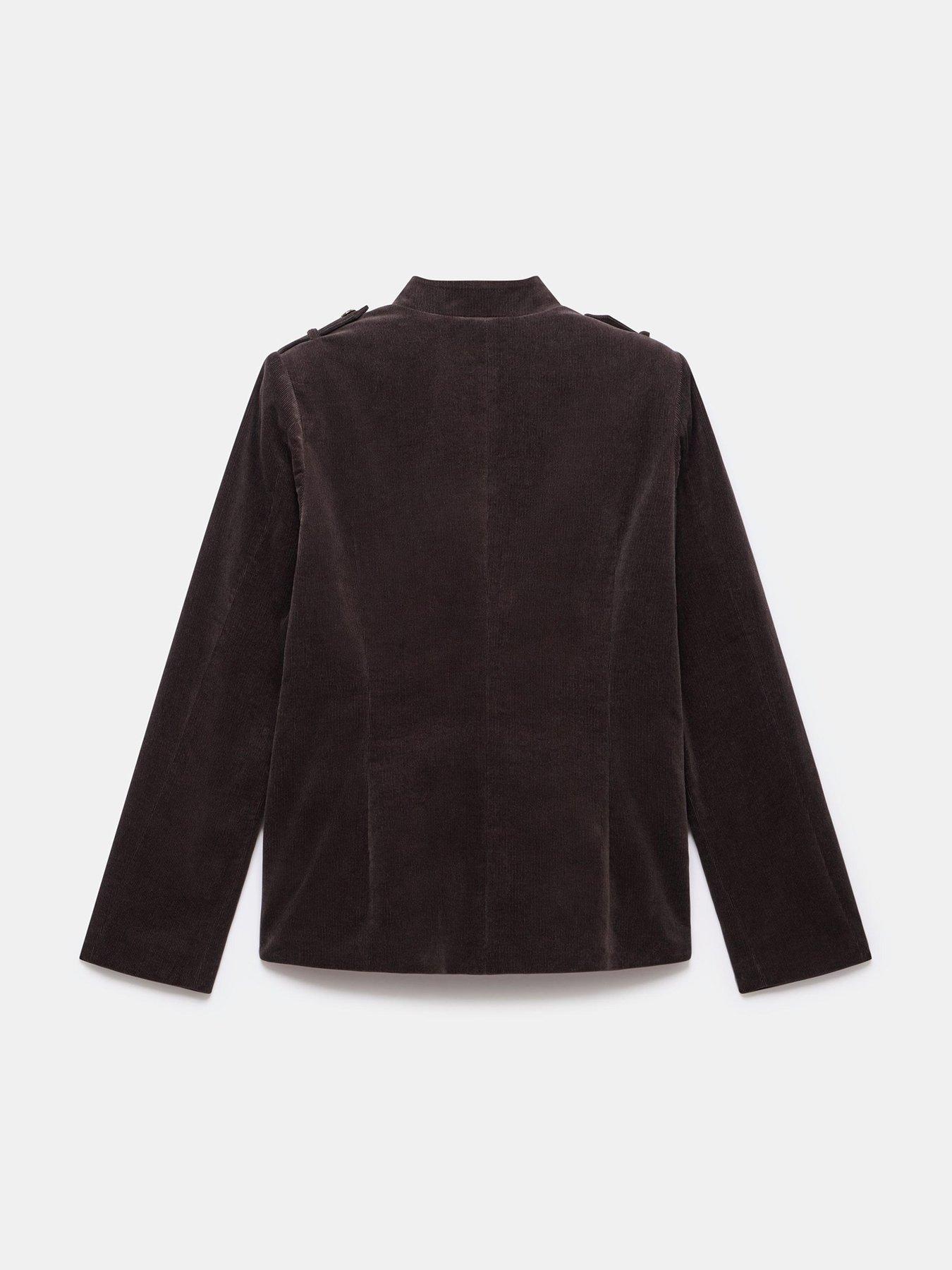 Image 6 of 6 of Mint Velvet Chocolate Cord Military Jacket - Brown