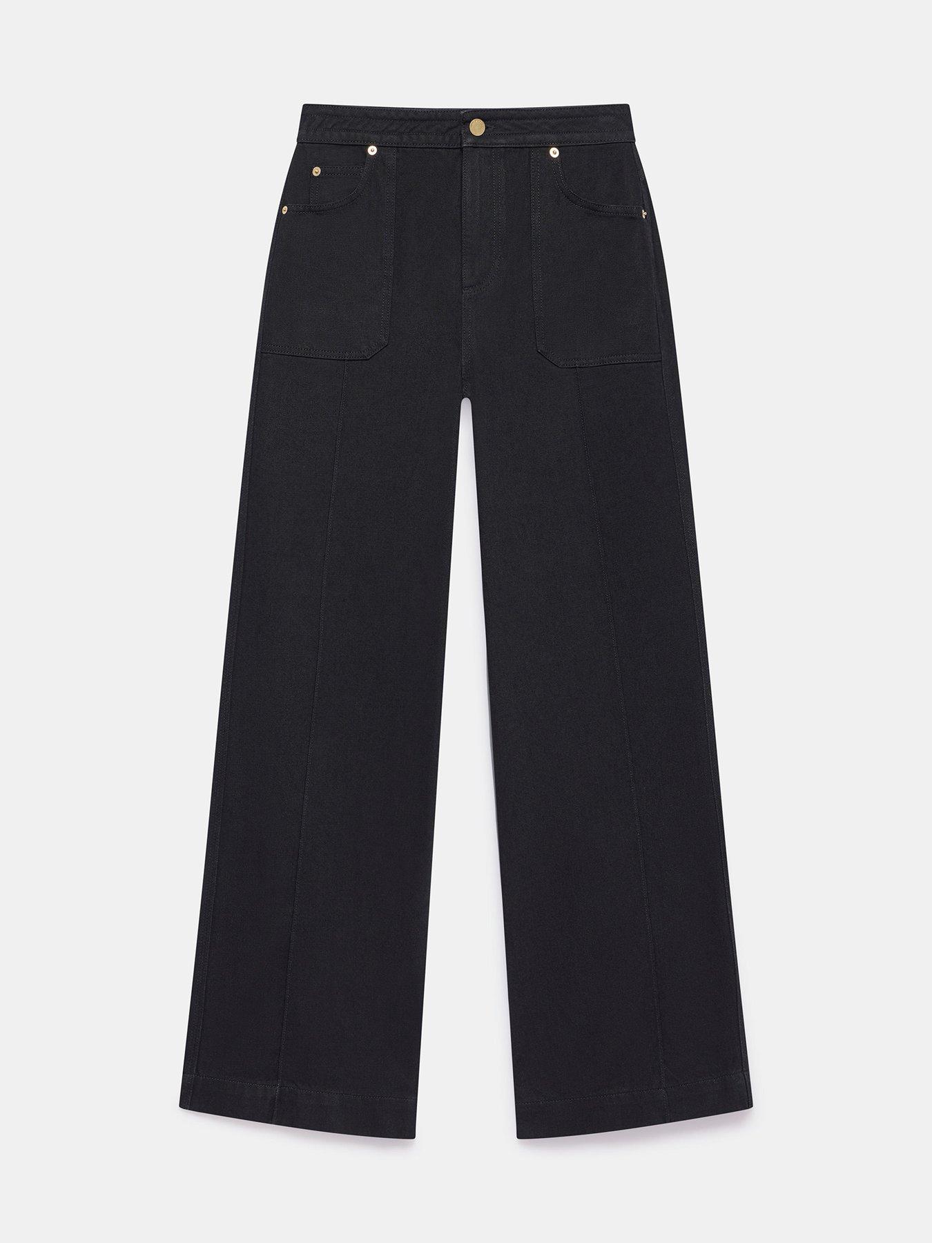 Image 5 of 6 of Mint Velvet Pull On Wide Jean - Black