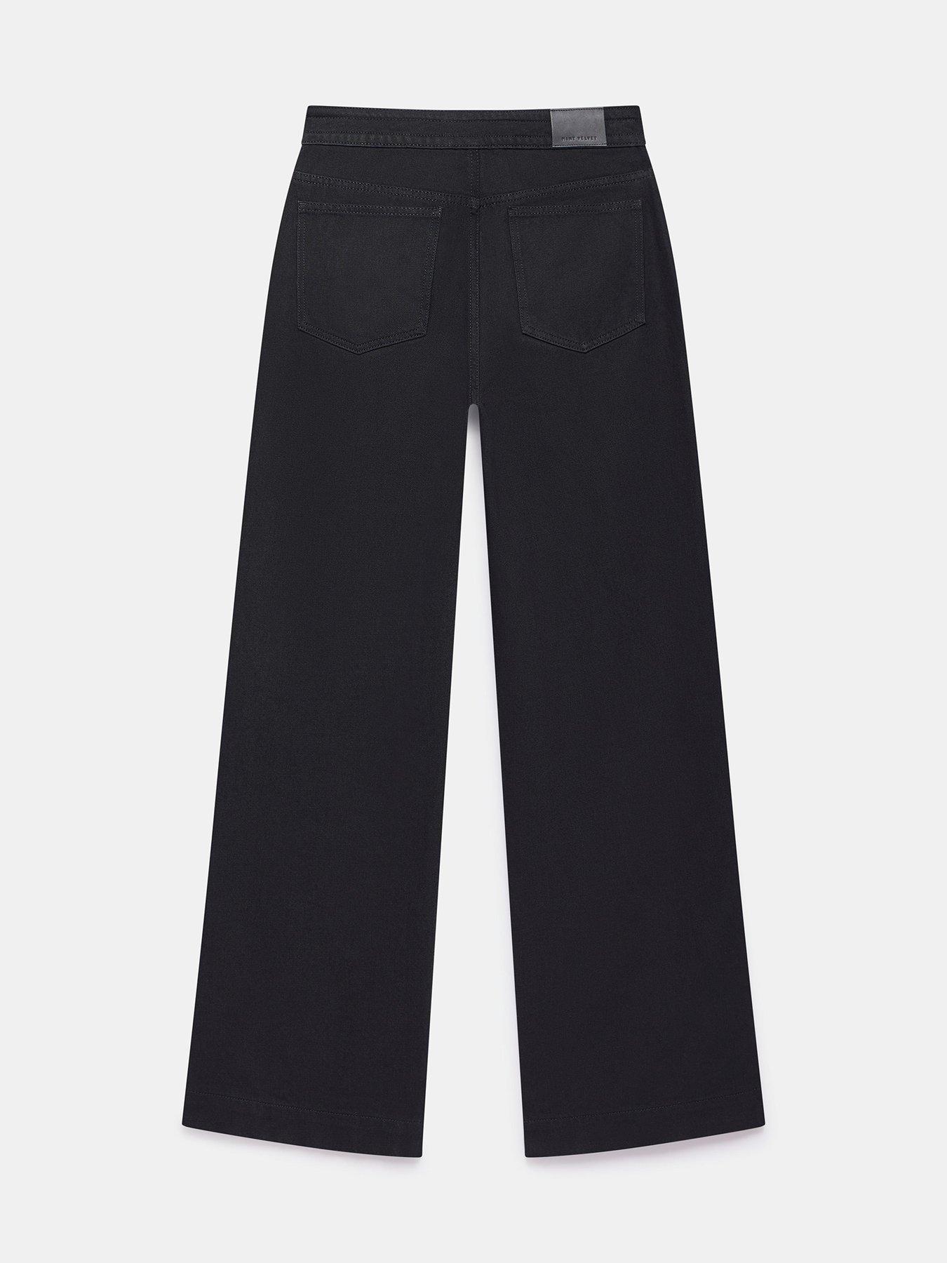 Image 6 of 6 of Mint Velvet Pull On Wide Jean - Black