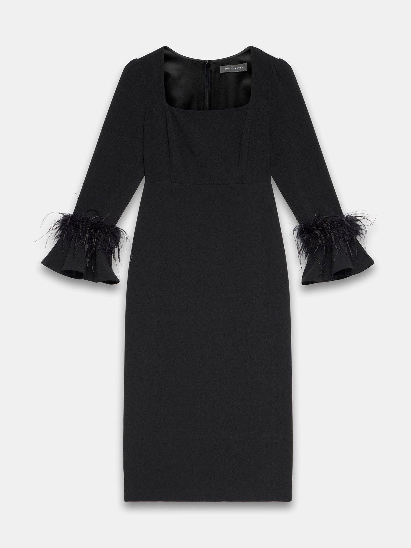 mint-velvet-feather-cuff-midi-dress-blackdetail