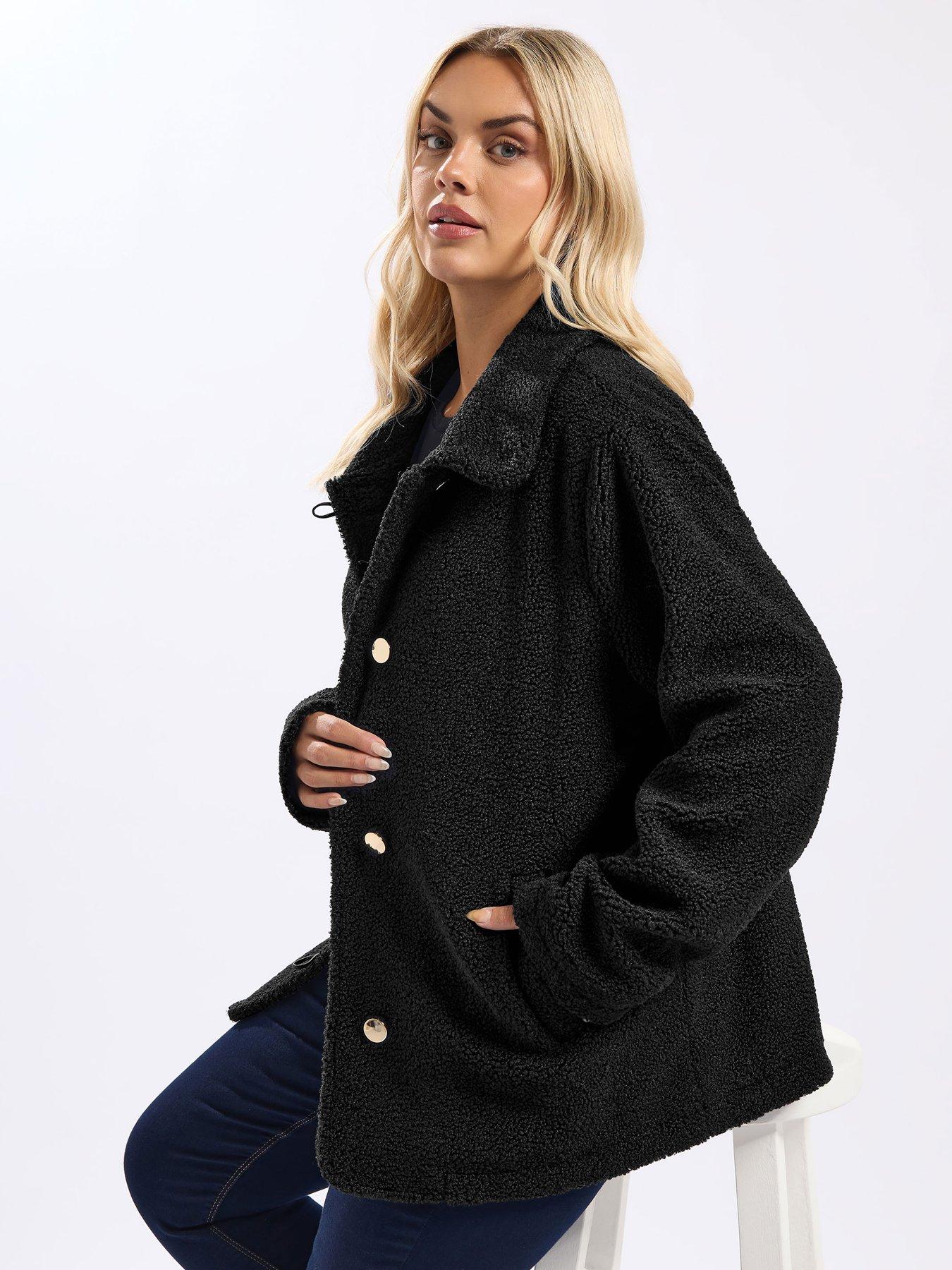 Yours Curve Midi Borg Fleece - Black