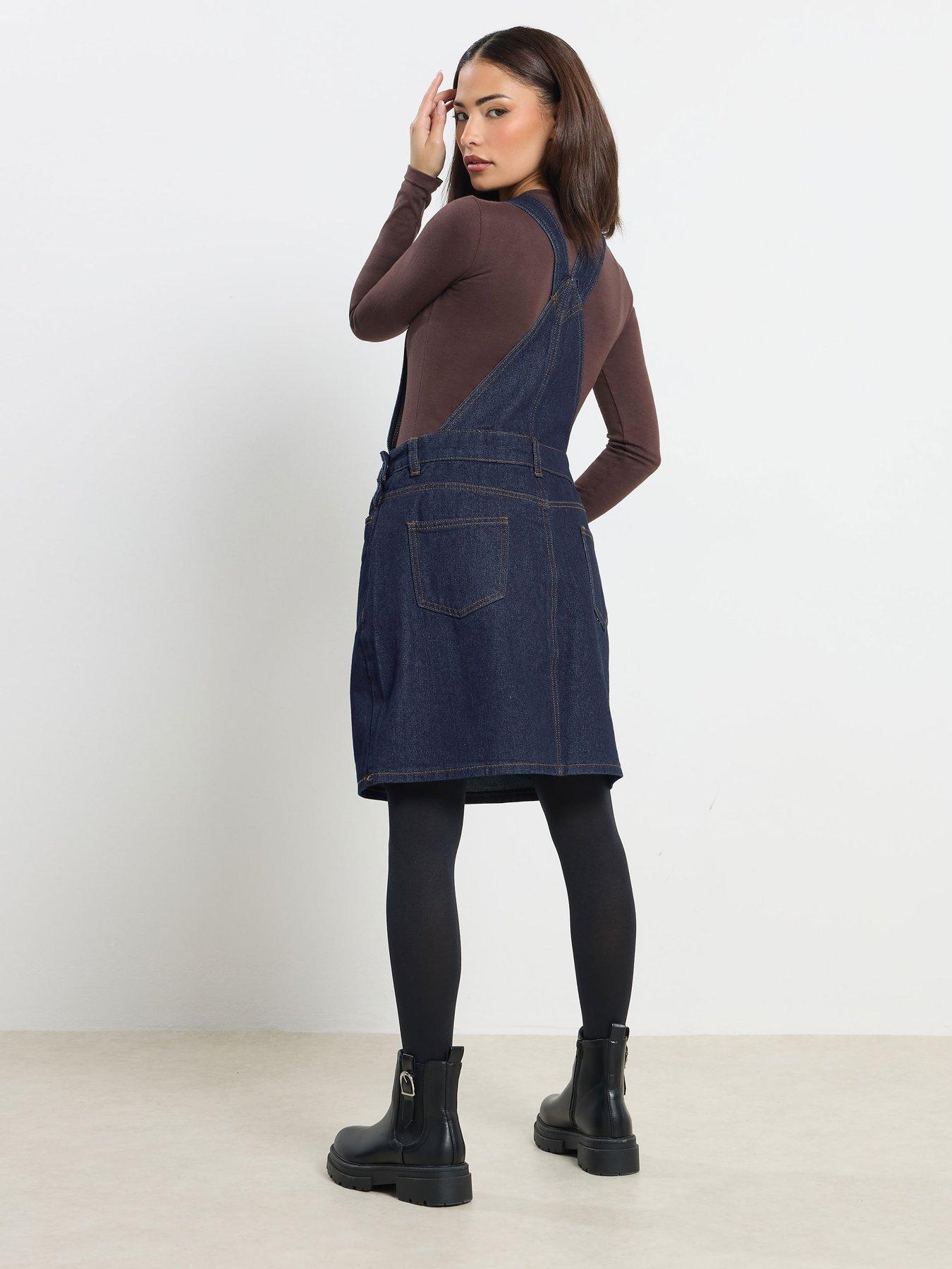 Image 2 of 4 of PixieGirl Petite Denim Dungaree Mini Dress
