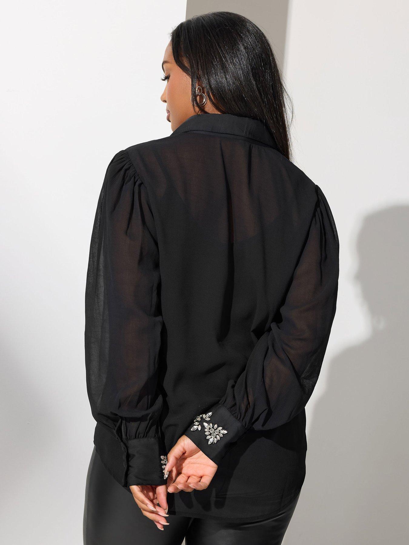 yours-curve-diamante-shirt-blackstillFront