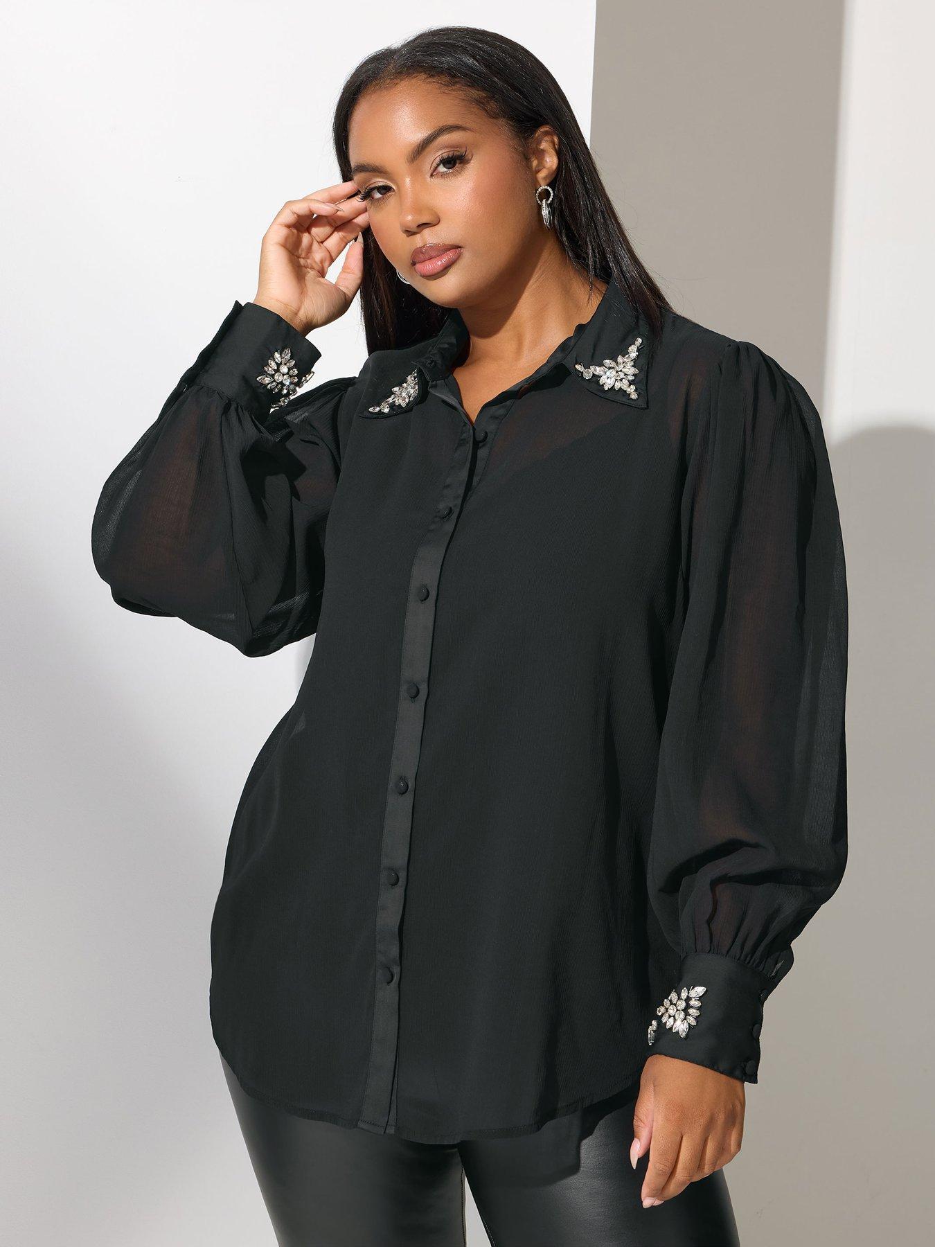 yours-curve-diamante-shirt-blackoutfit